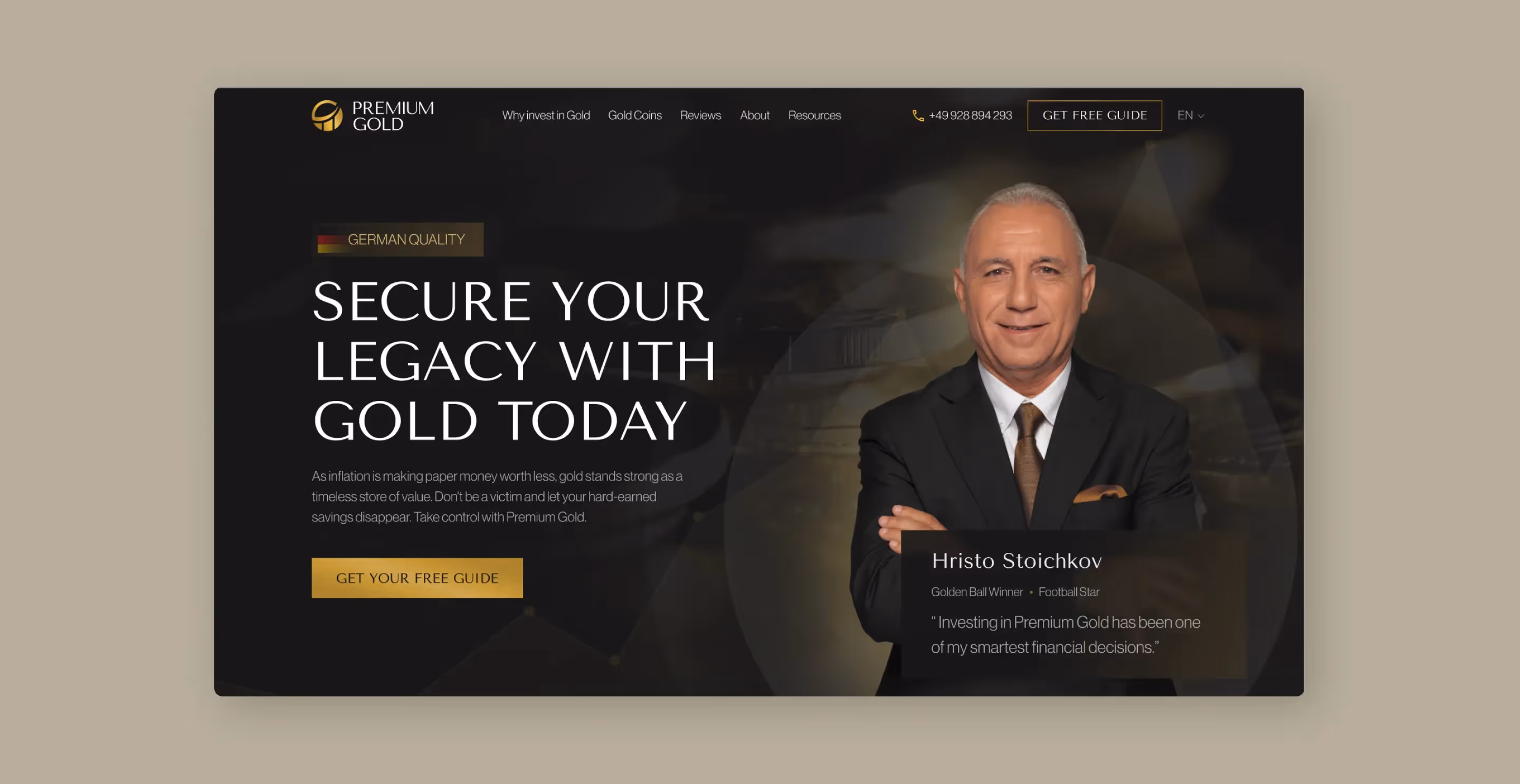 PremiumGold hero screenshot