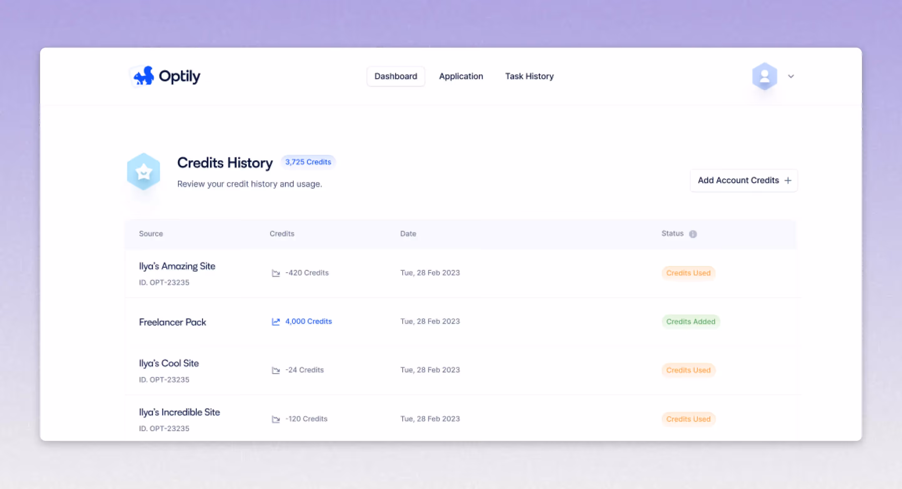 screenshot of optily tool
