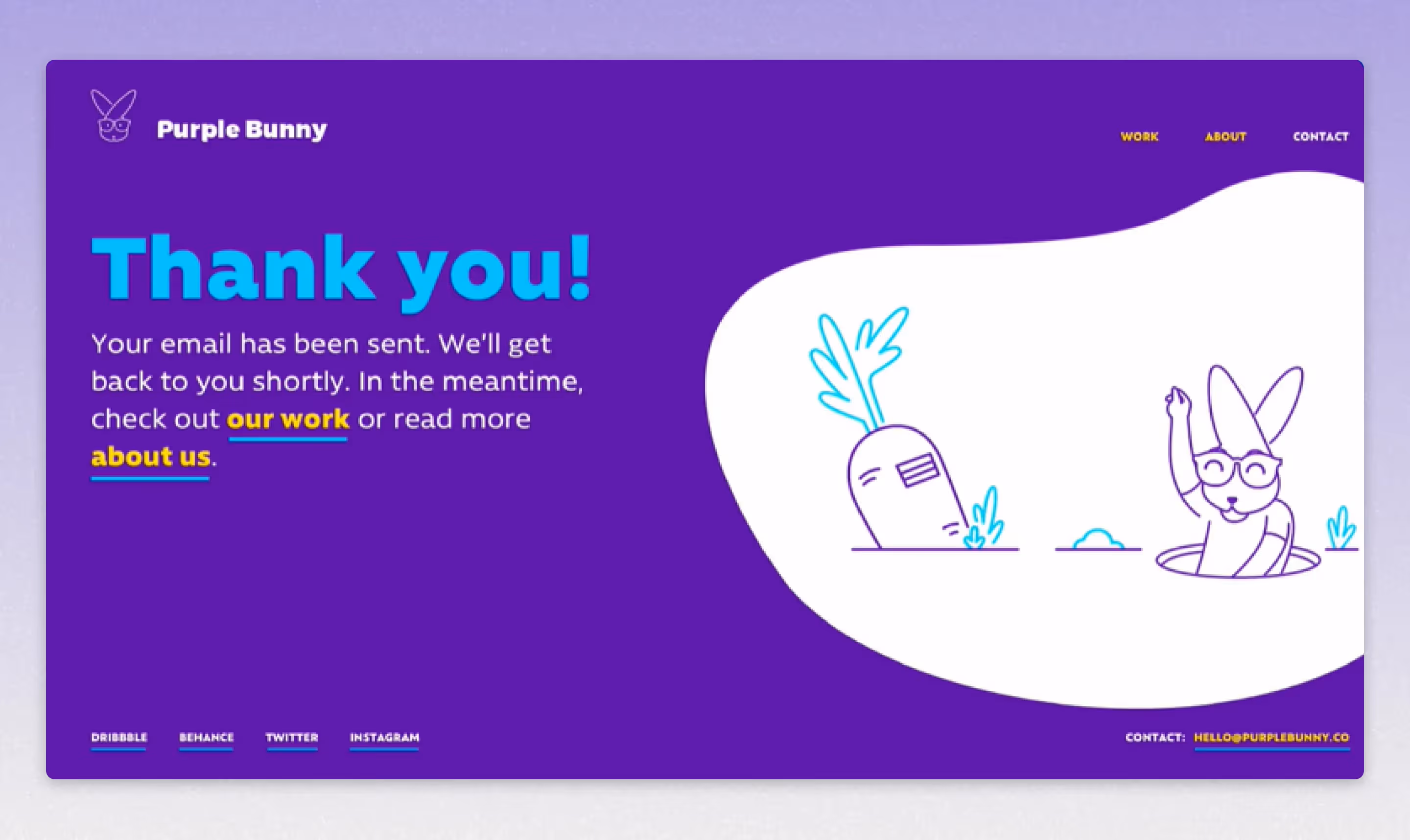 screenshot of purple bunny website