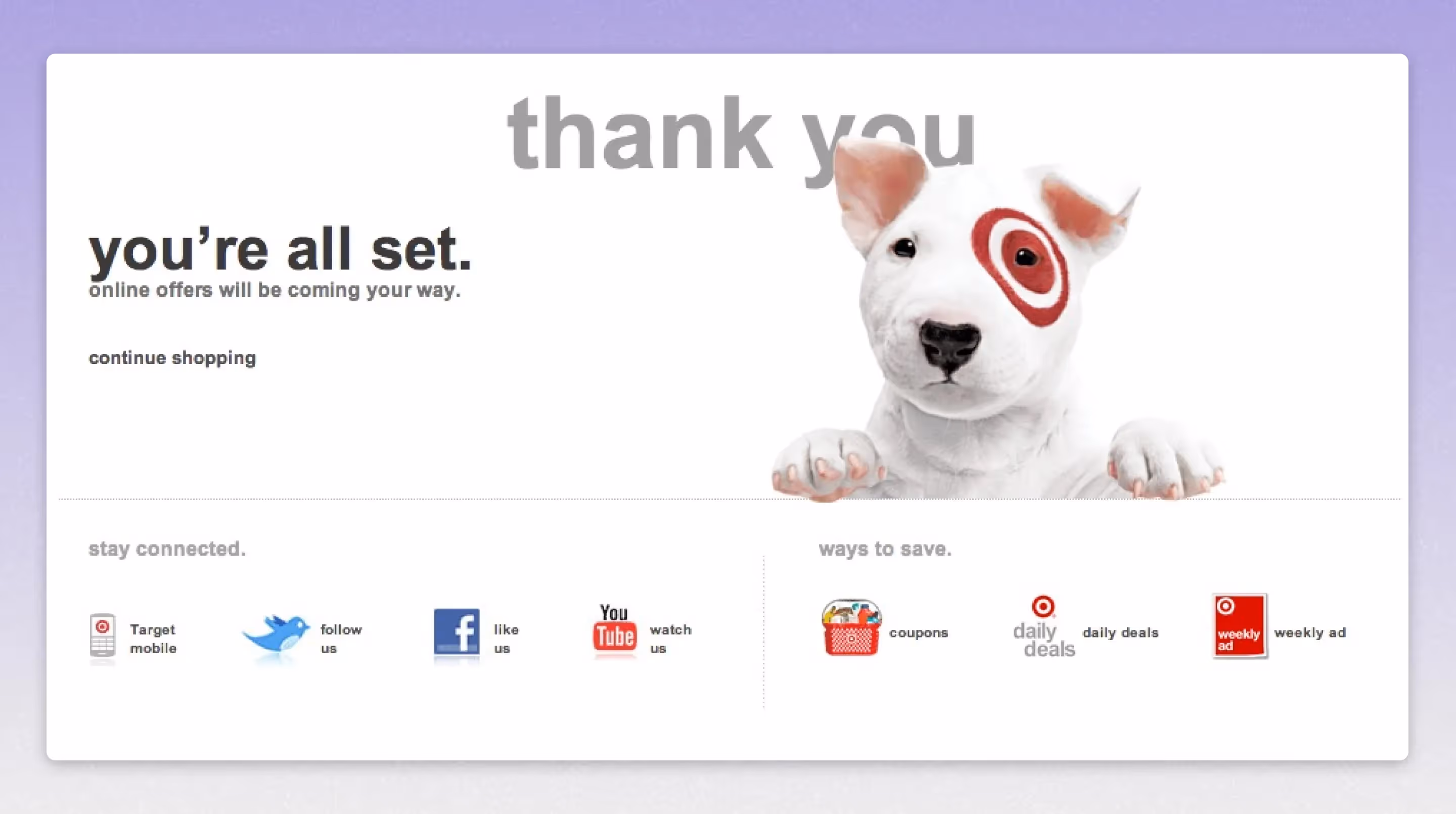 Custom banner of thank you page example
