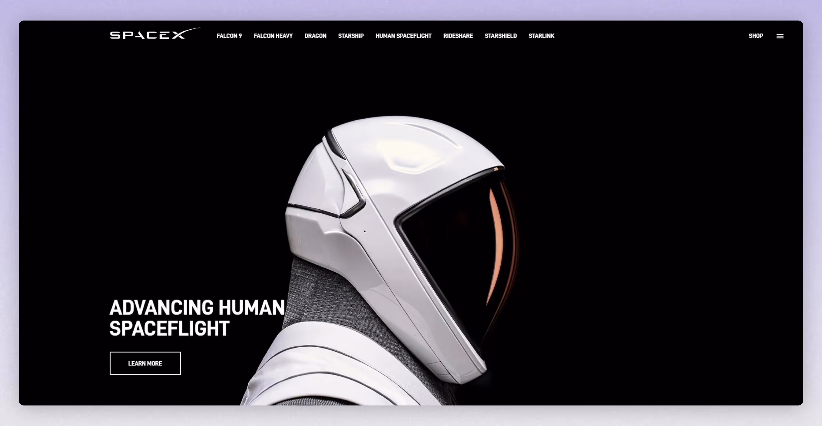 SpaceX Header Example