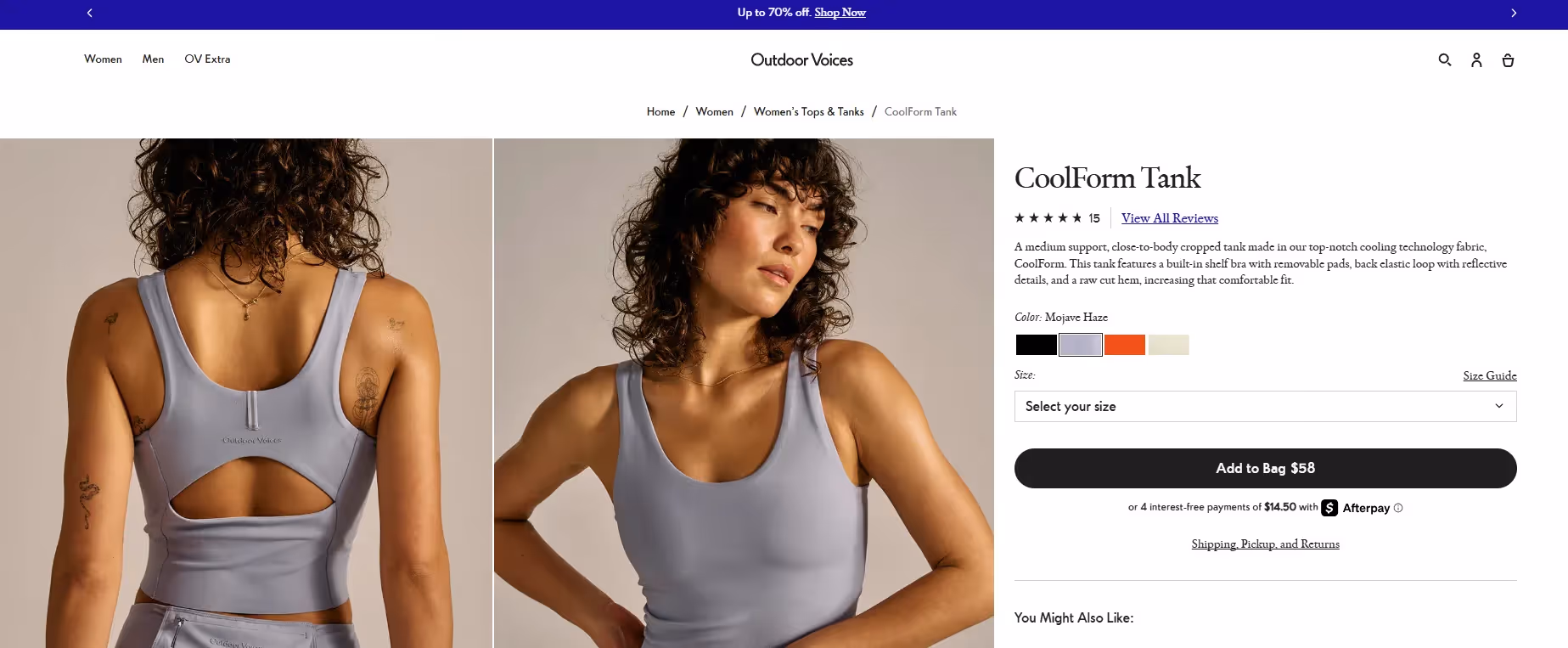 Outdoor Voices Product Page Design 