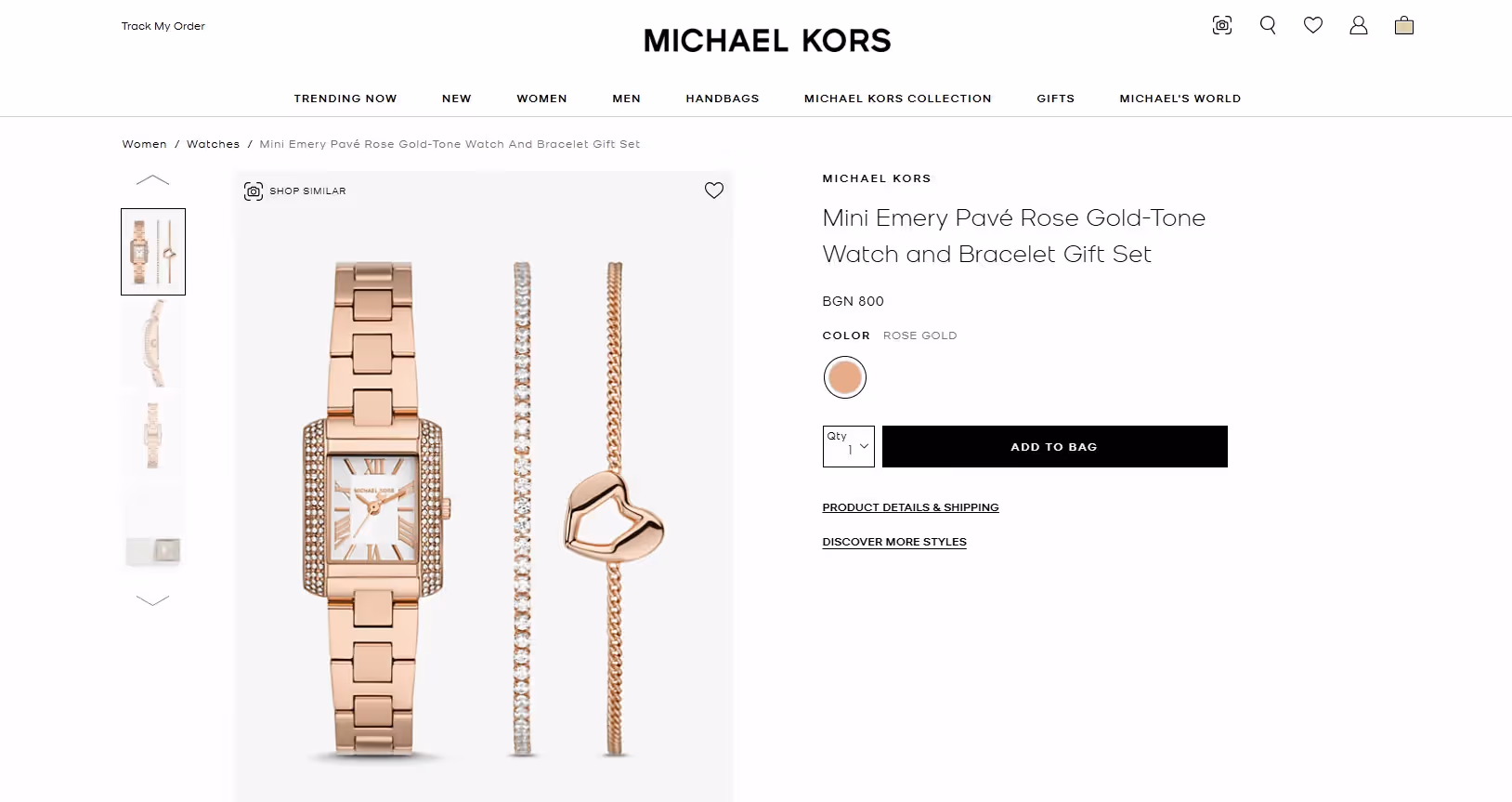 E commerce page example - Michael Kors