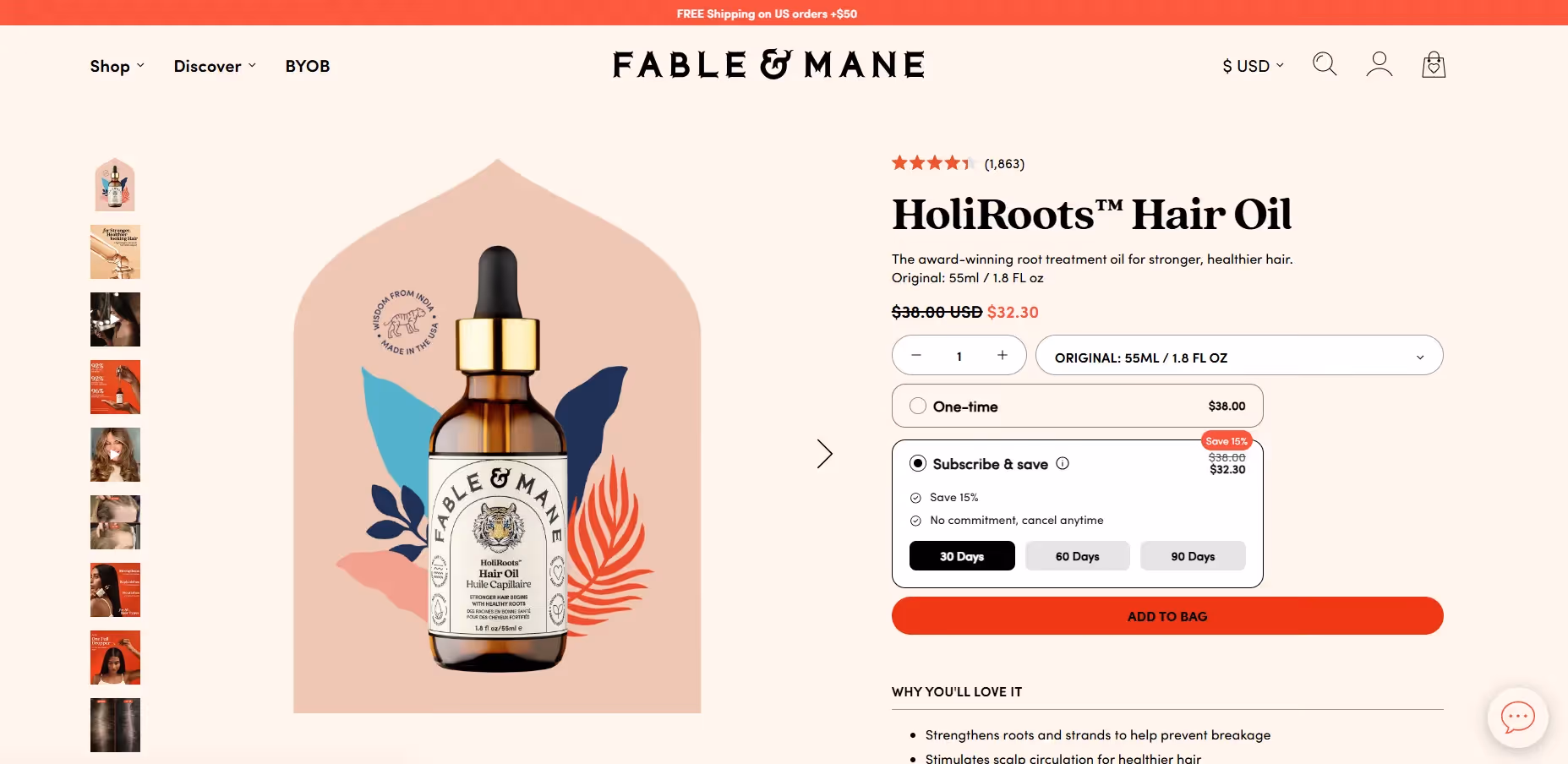 E-commerce example - Fable & Mane