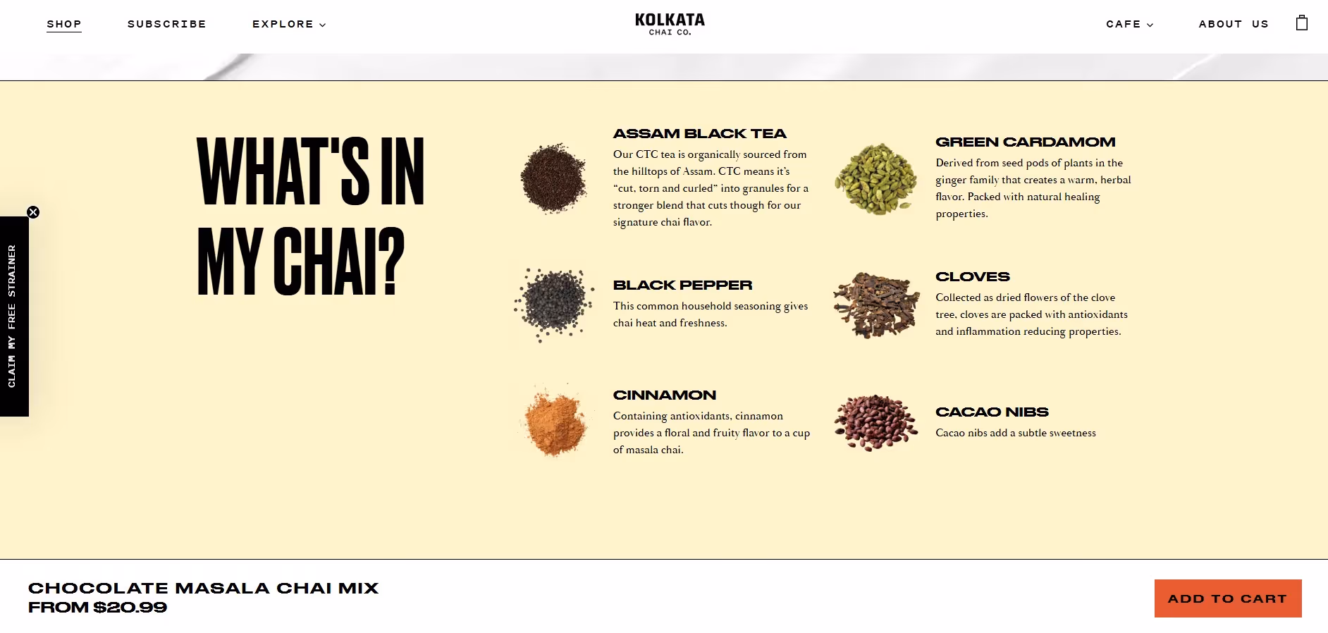 high converting product page example- Kolkata Chai Ko.