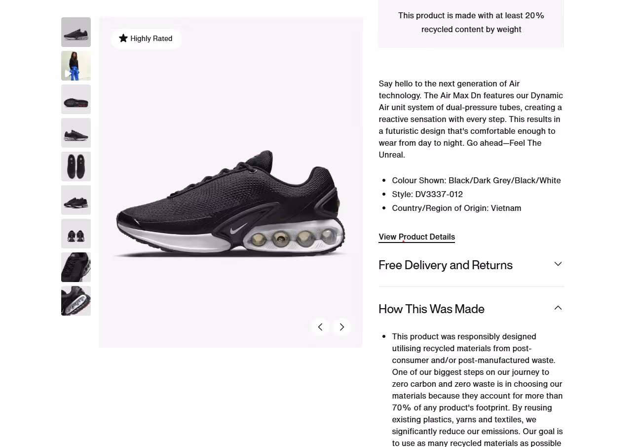 Ecommerce design - Nike