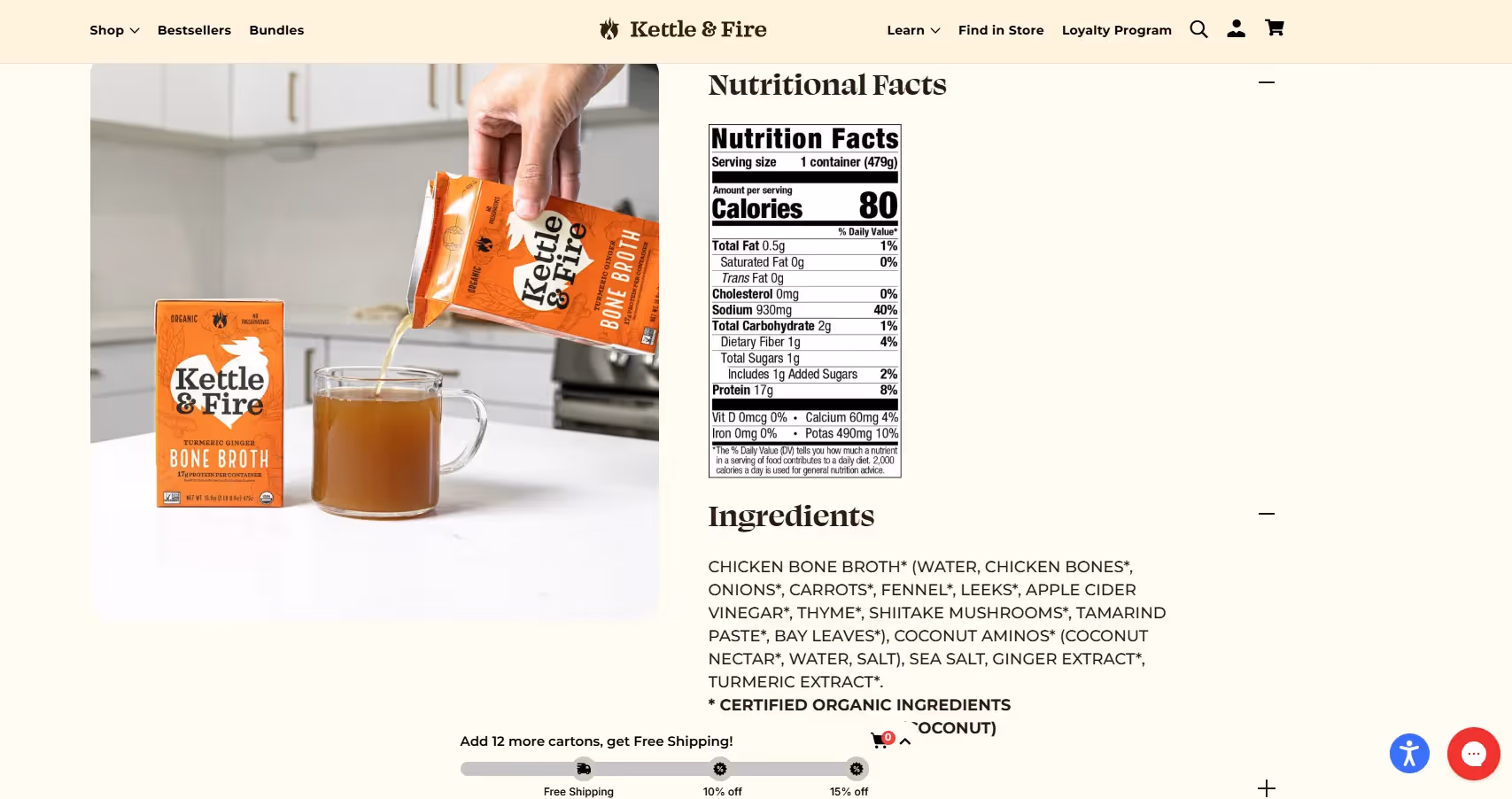 Excellent product page example - Kettle and Fire