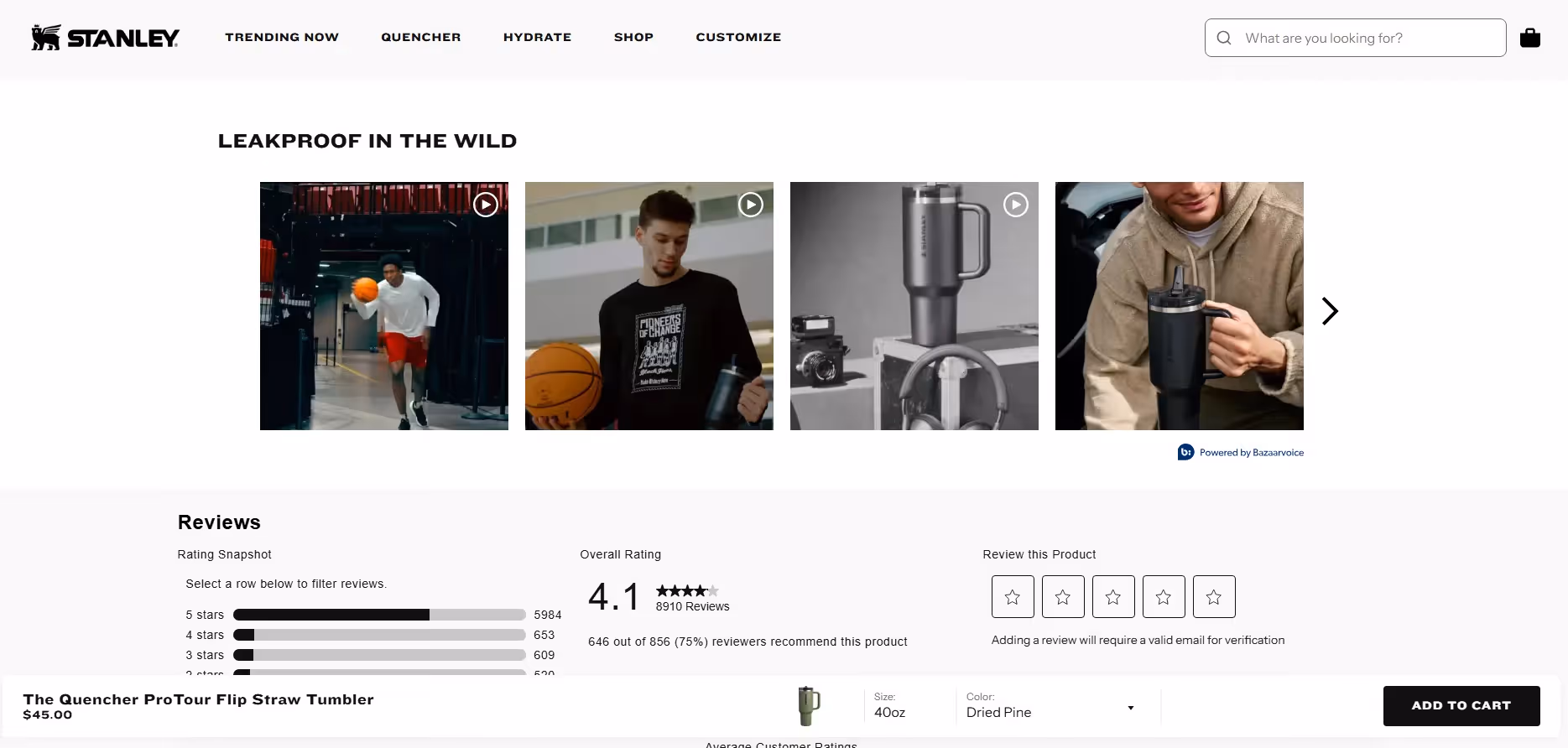 product page best practices - Stanley