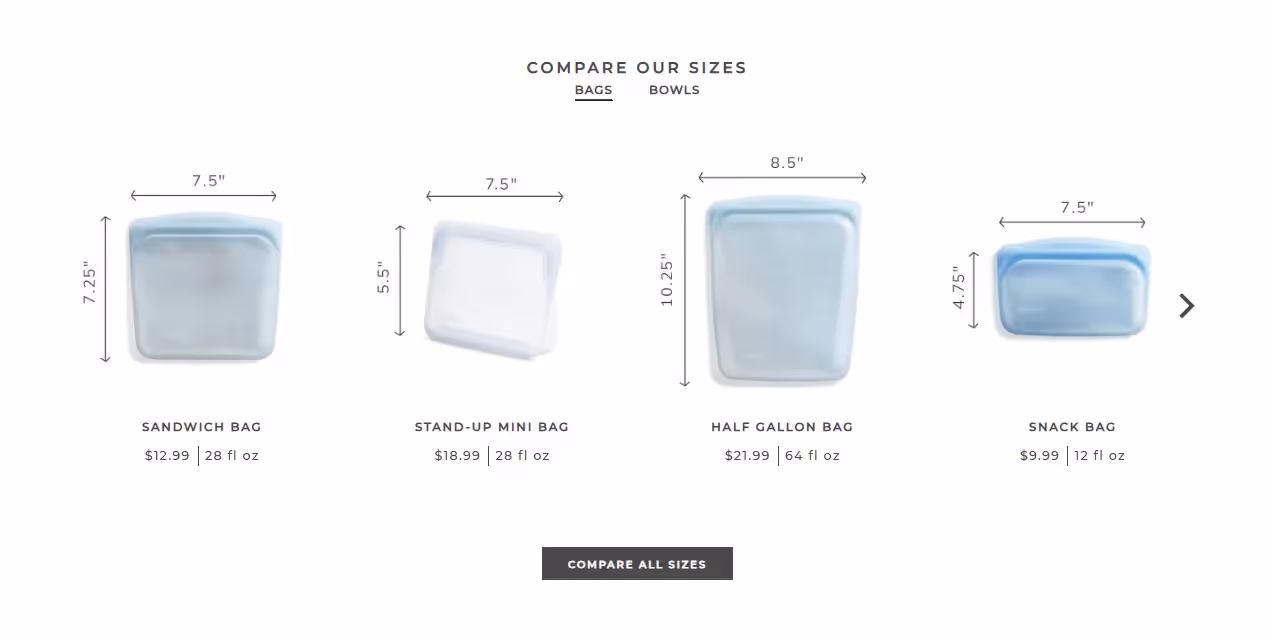 Great Product Page Example - Stacher Bag