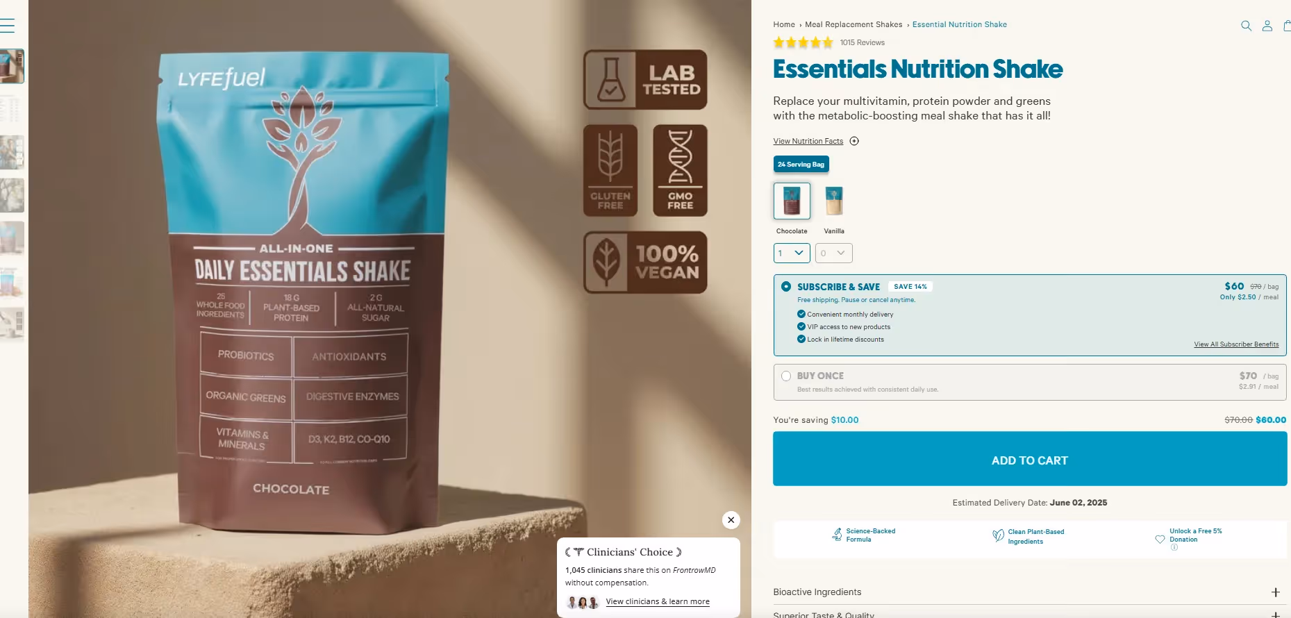 Top ecommerce page example - Lyfefuel