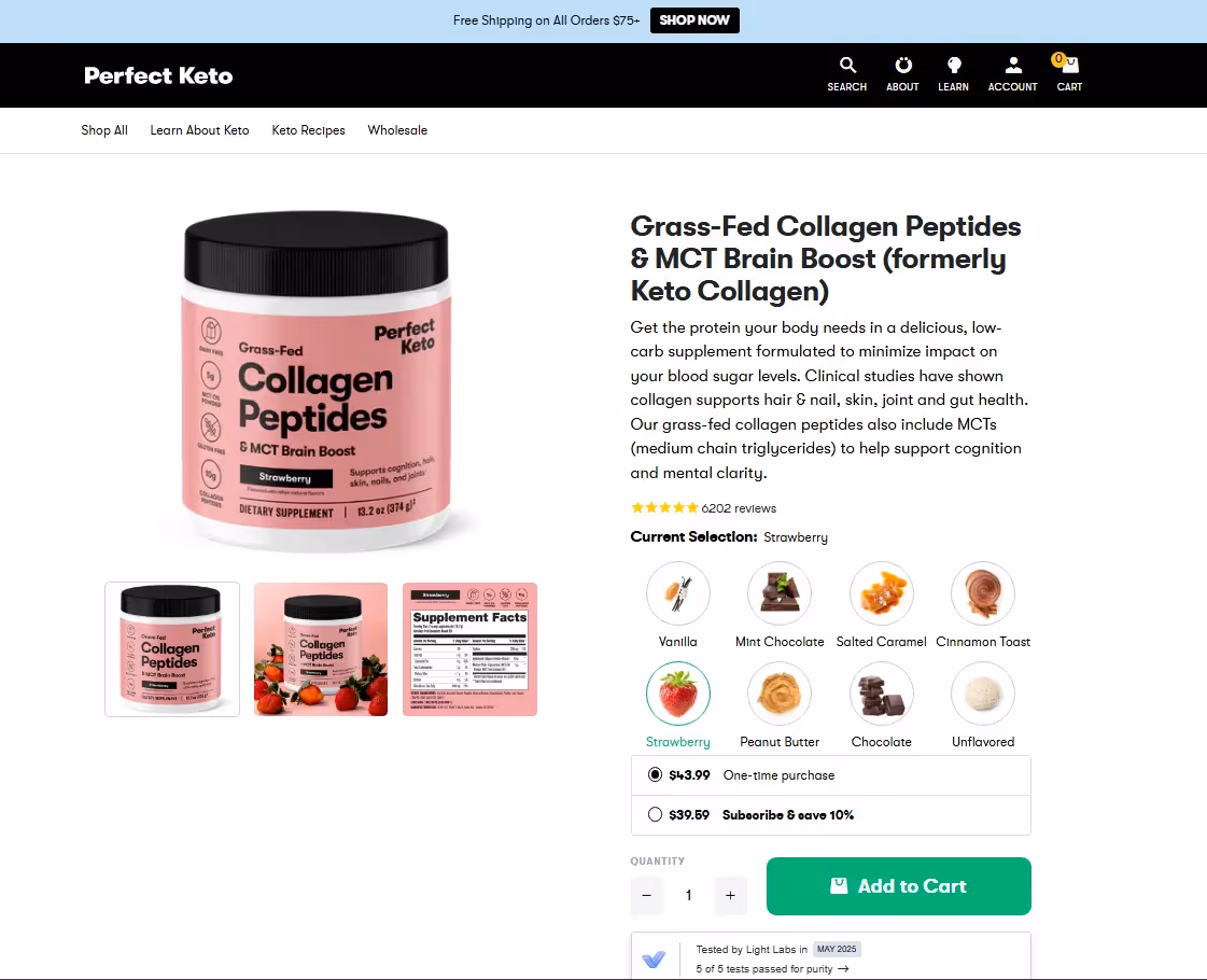 Top ecommerce pages - Perfect Keto 