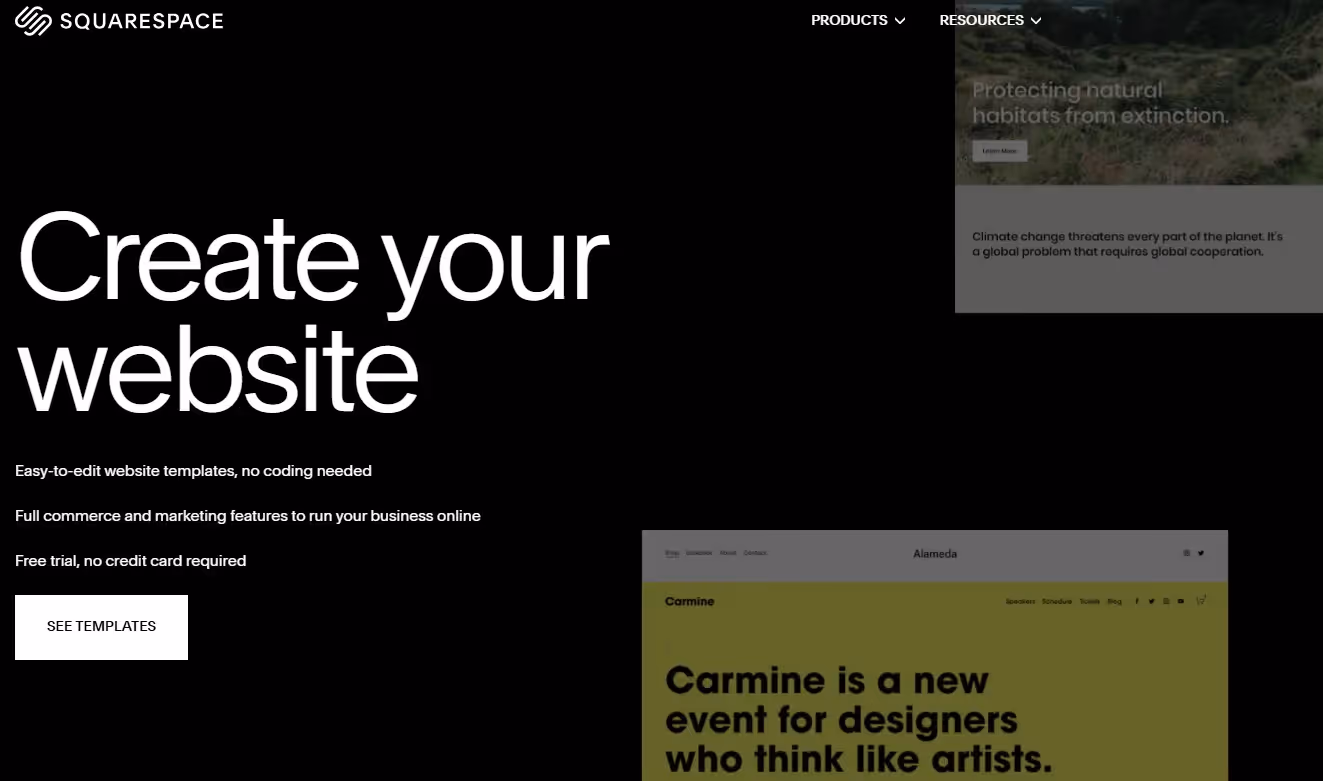 Squarespace - Wix alternative for modern, elegant design