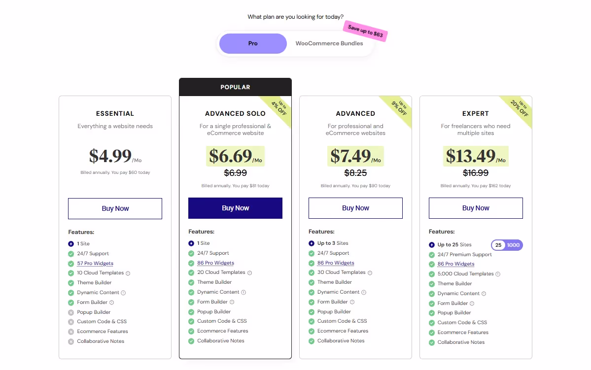 Elementor Pricing