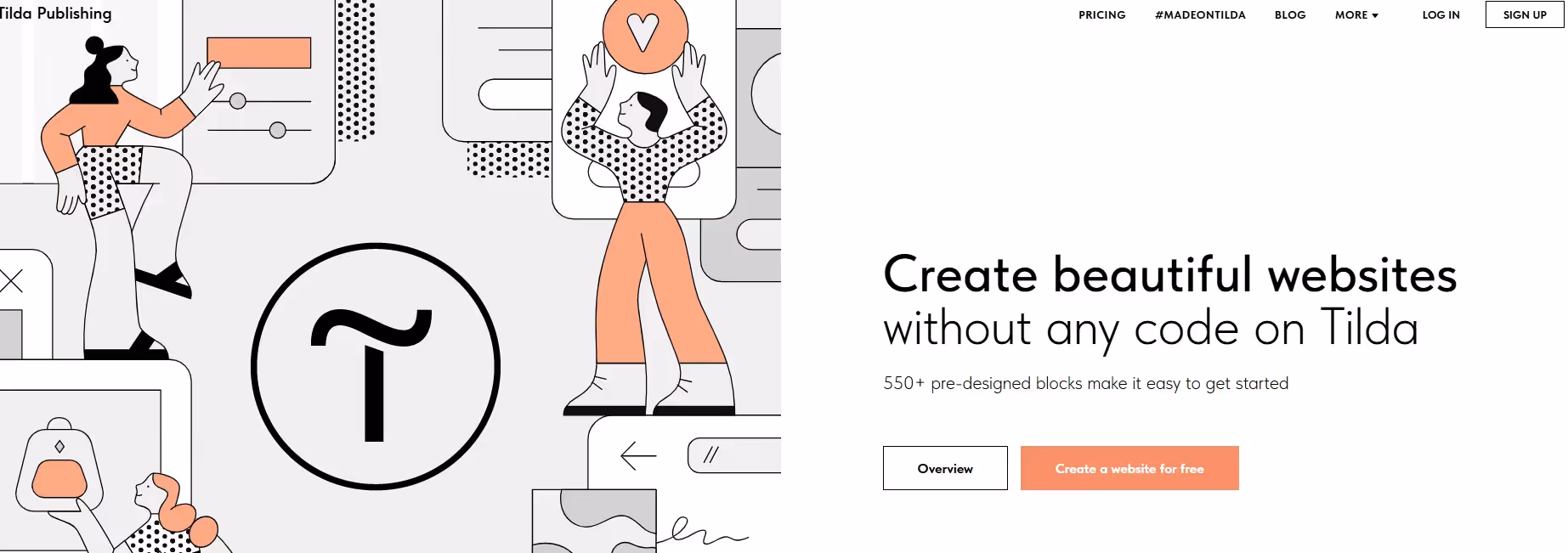 Screenshot of the Tilda website homepage