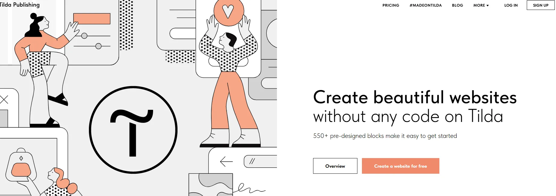 Screenshot of the Tilda website homepage