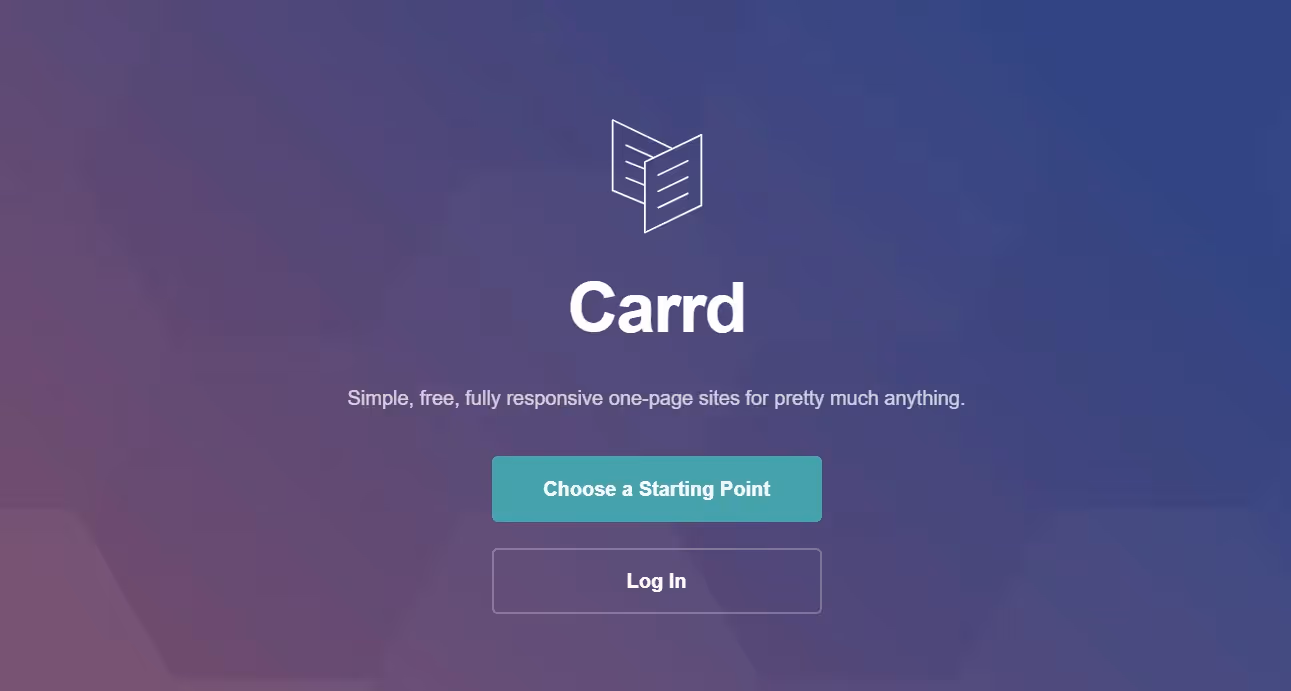 Screenshot of the Carrd website homepage