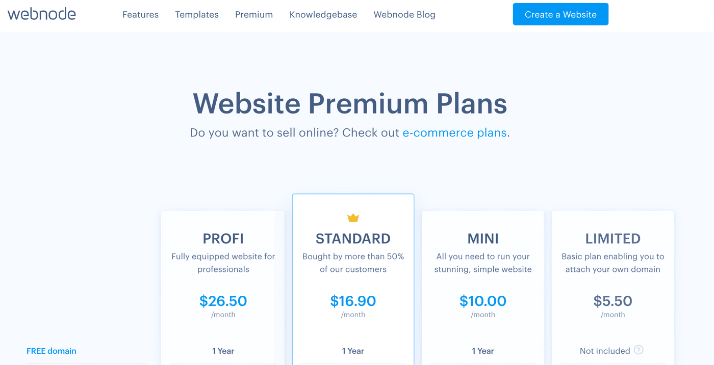 Webnode Pricing