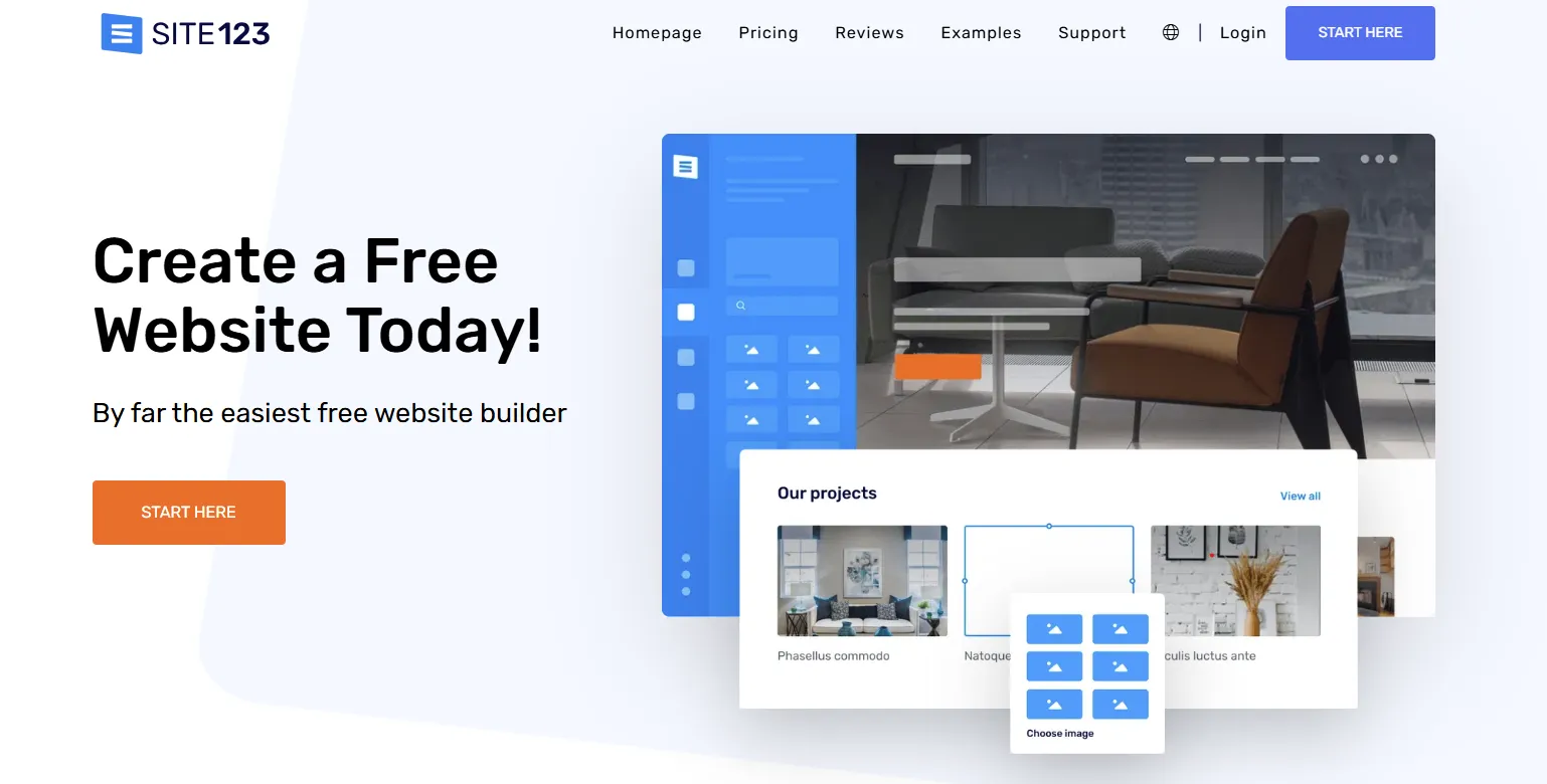 SITE123 website homepage