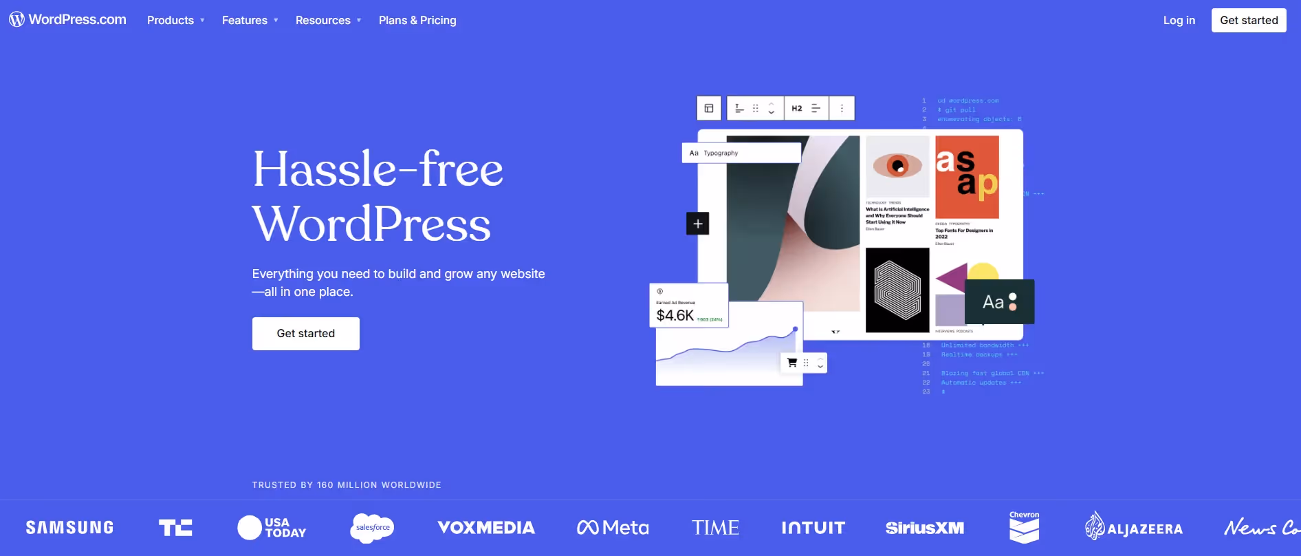 WordPress.com website homepage