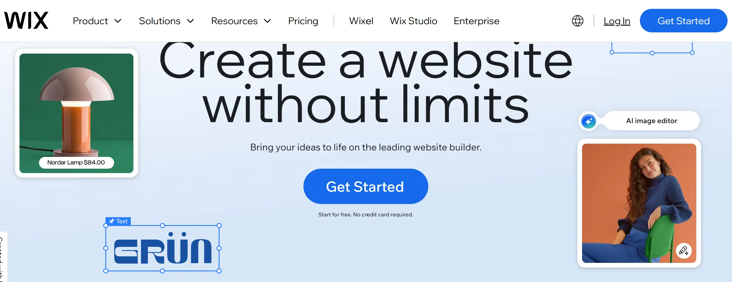 Wix Studio homepage highlighting advanced responsive design tools as a flexible Elementor alternative for creatives.