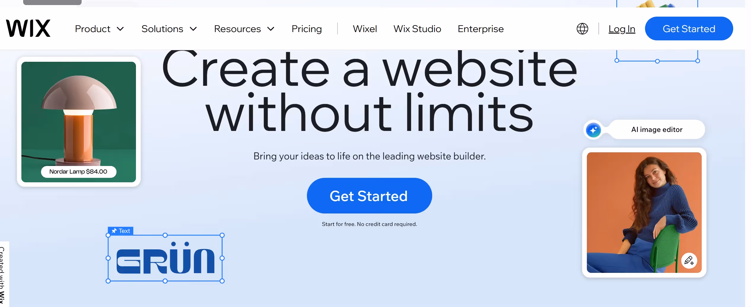 Wix Studio homepage presenting its advanced responsive design tools as a flexible WordPress alternative.