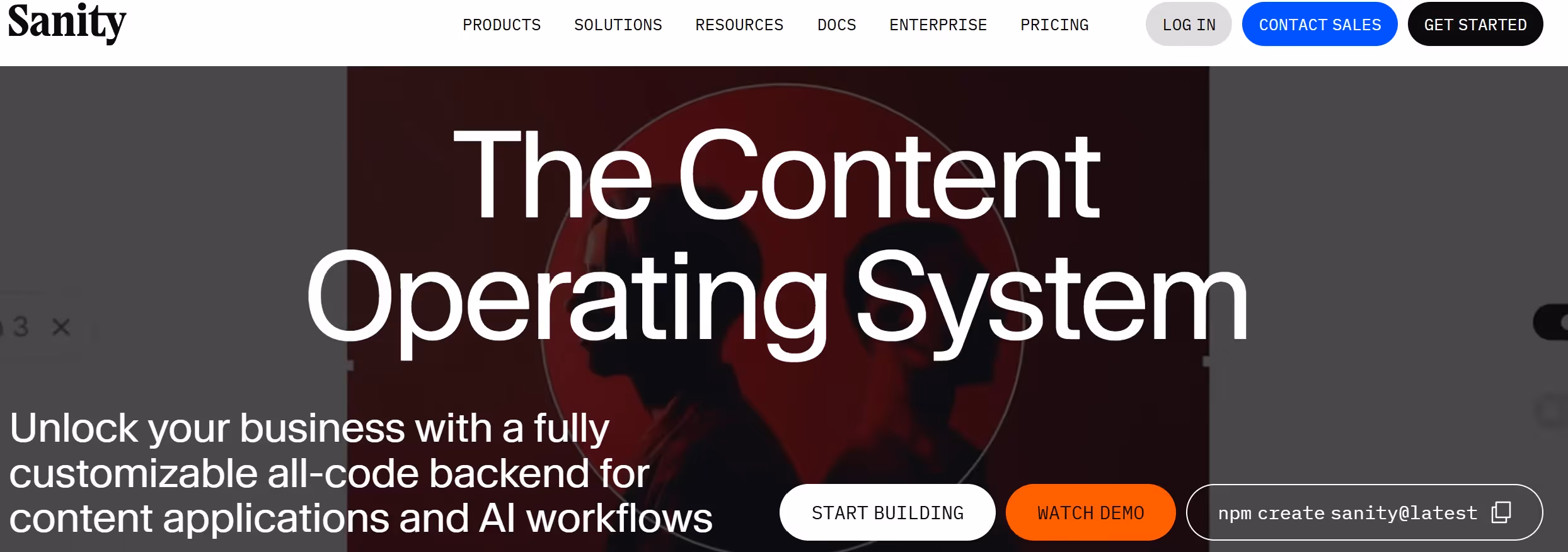 Sanity homepage introducing its headless CMS platform as a flexible WordPress alternative