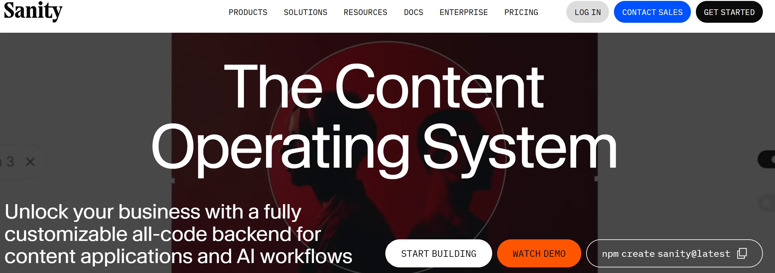 Sanity homepage introducing its headless CMS platform as a flexible WordPress alternative 