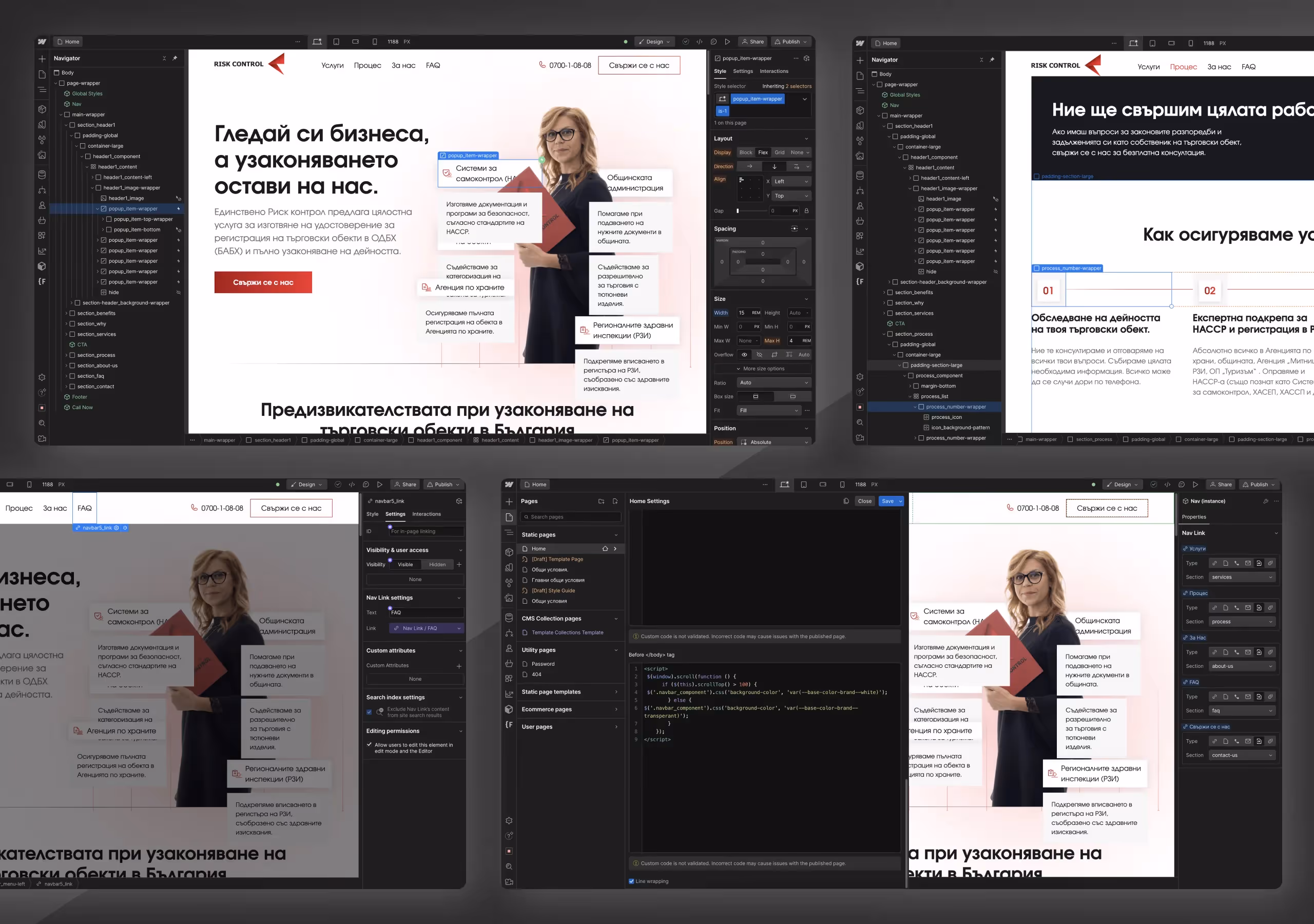 Risk Control Webflow Development Mockup