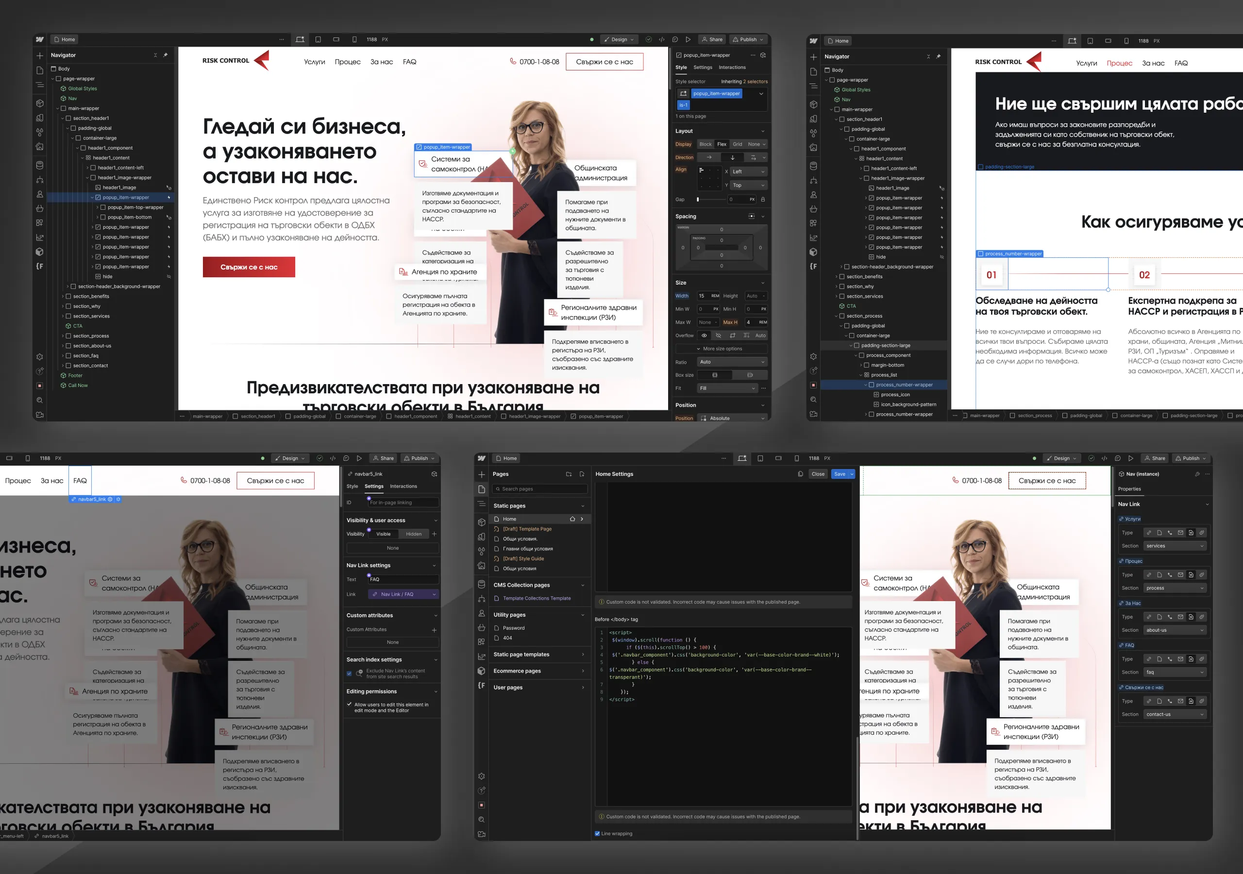 Risk Control Webflow Development Mockup