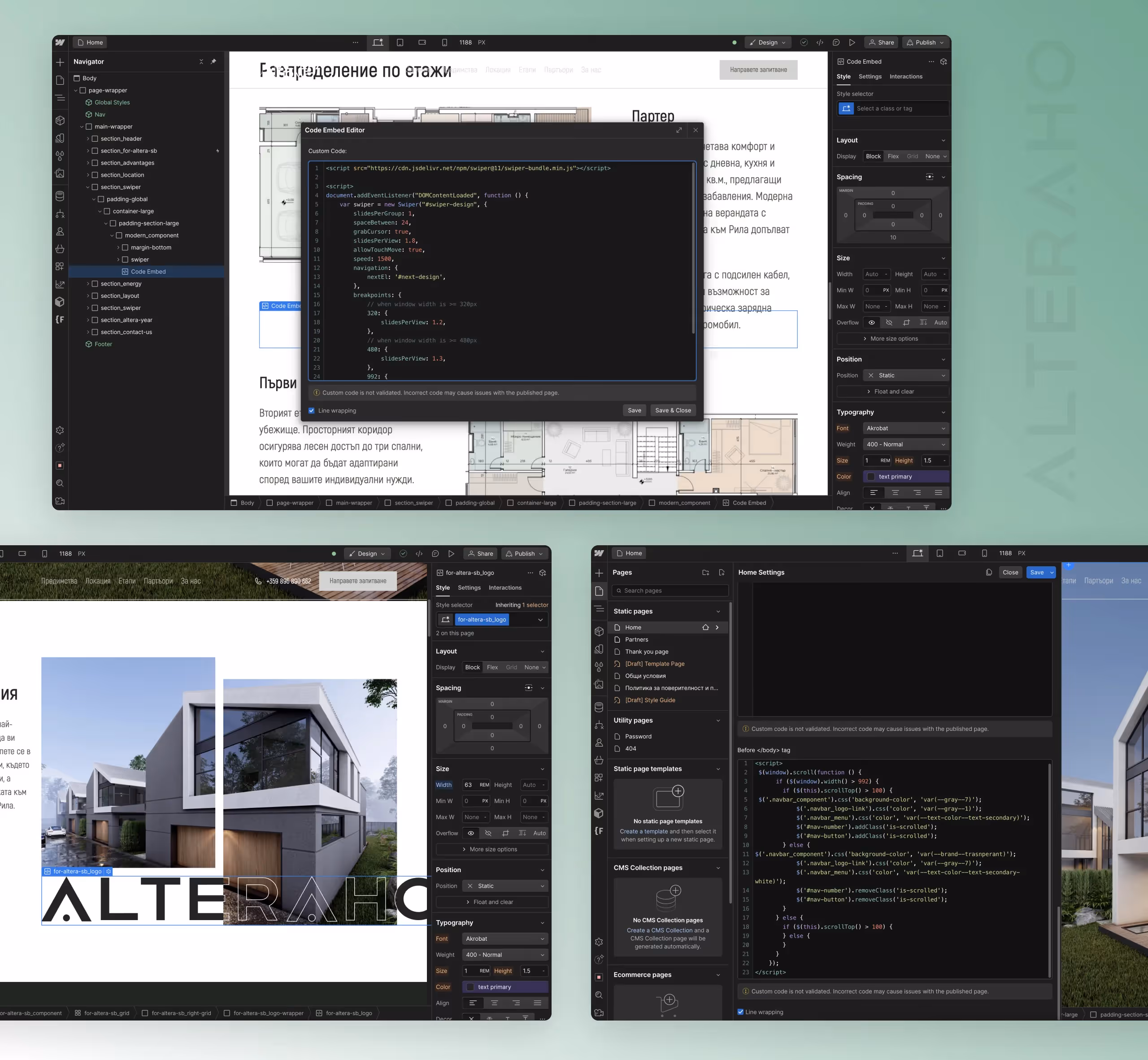 Altera Sapareva Banya Webflow Development Screenshots Mockup