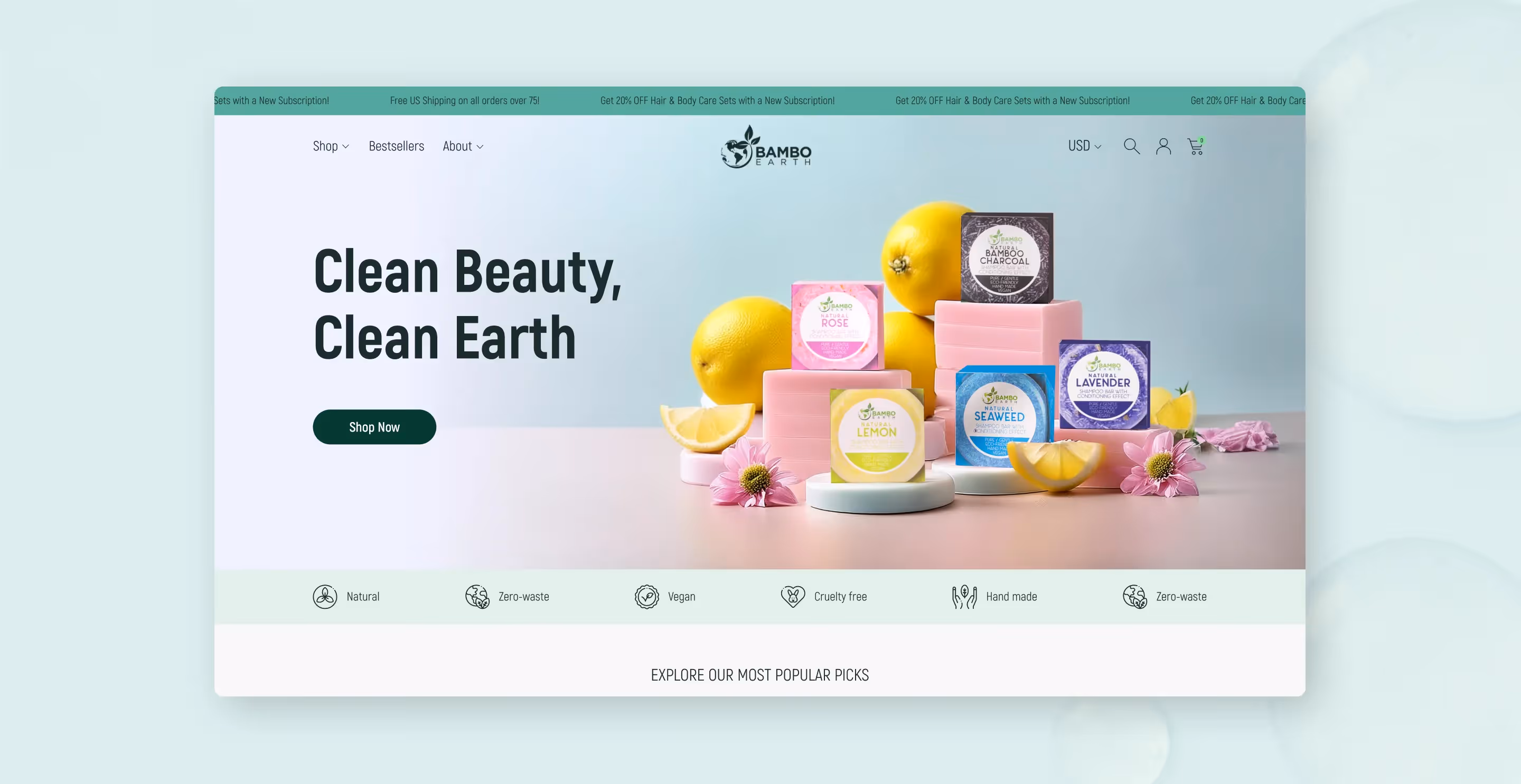 BamboEarth Website Hero Section Design Mockup