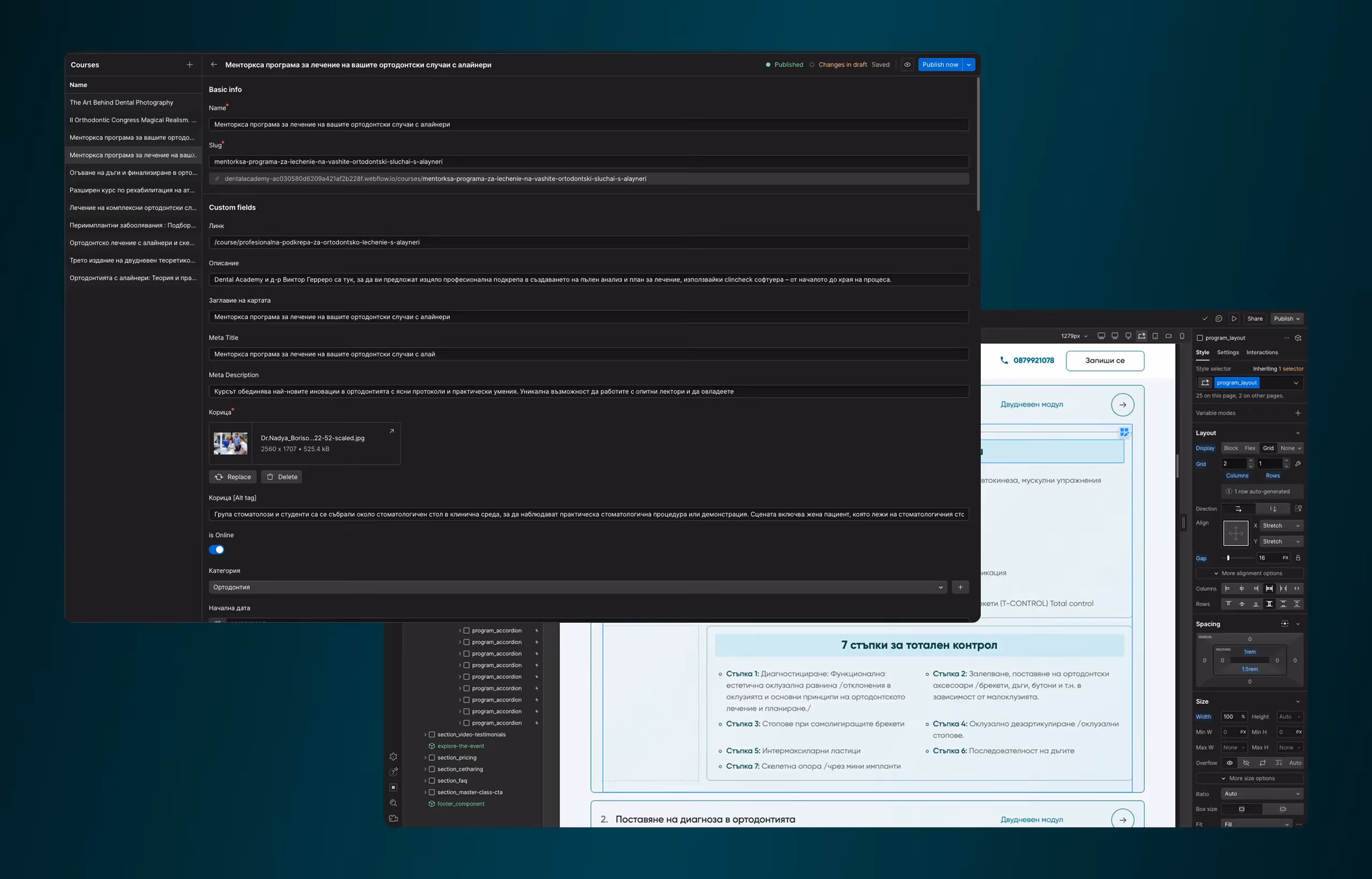 Dental Academy Webflow Development