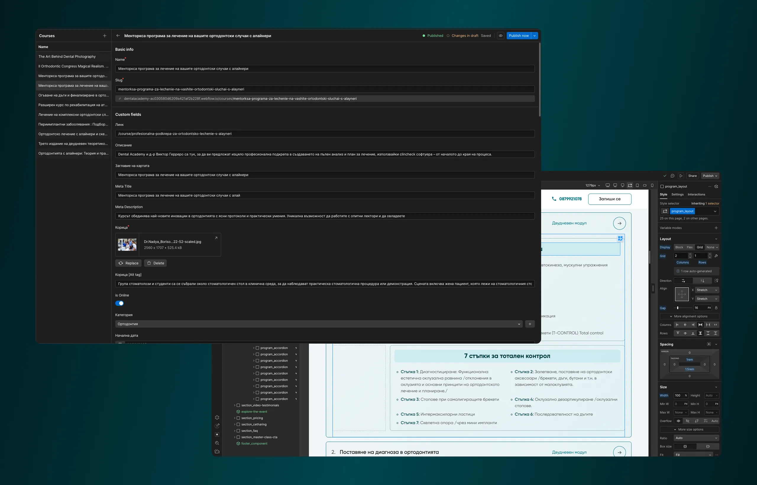 Dental Academy Webflow Development