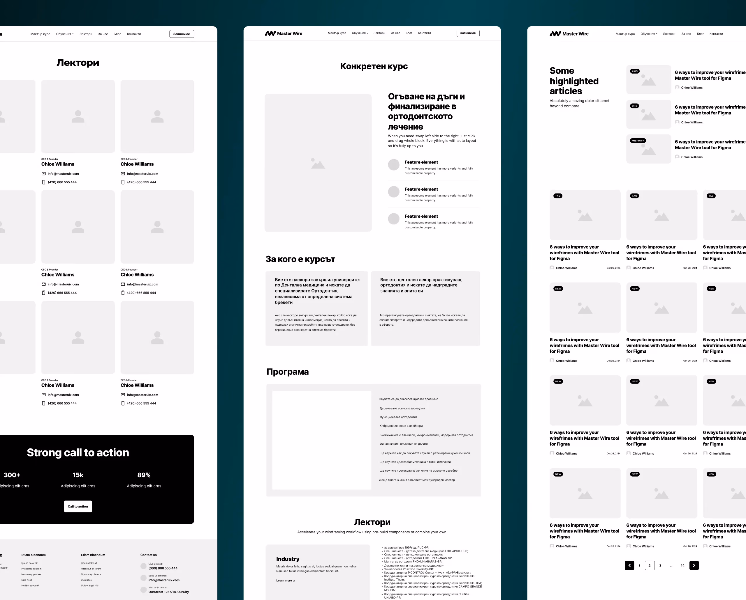 Dental Academy UX and Strategy: Wireframes