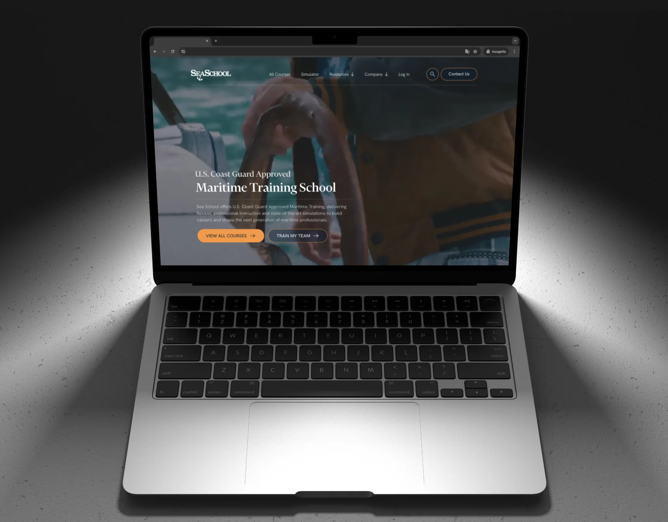 Sea School Website Hero Section Design Mockup