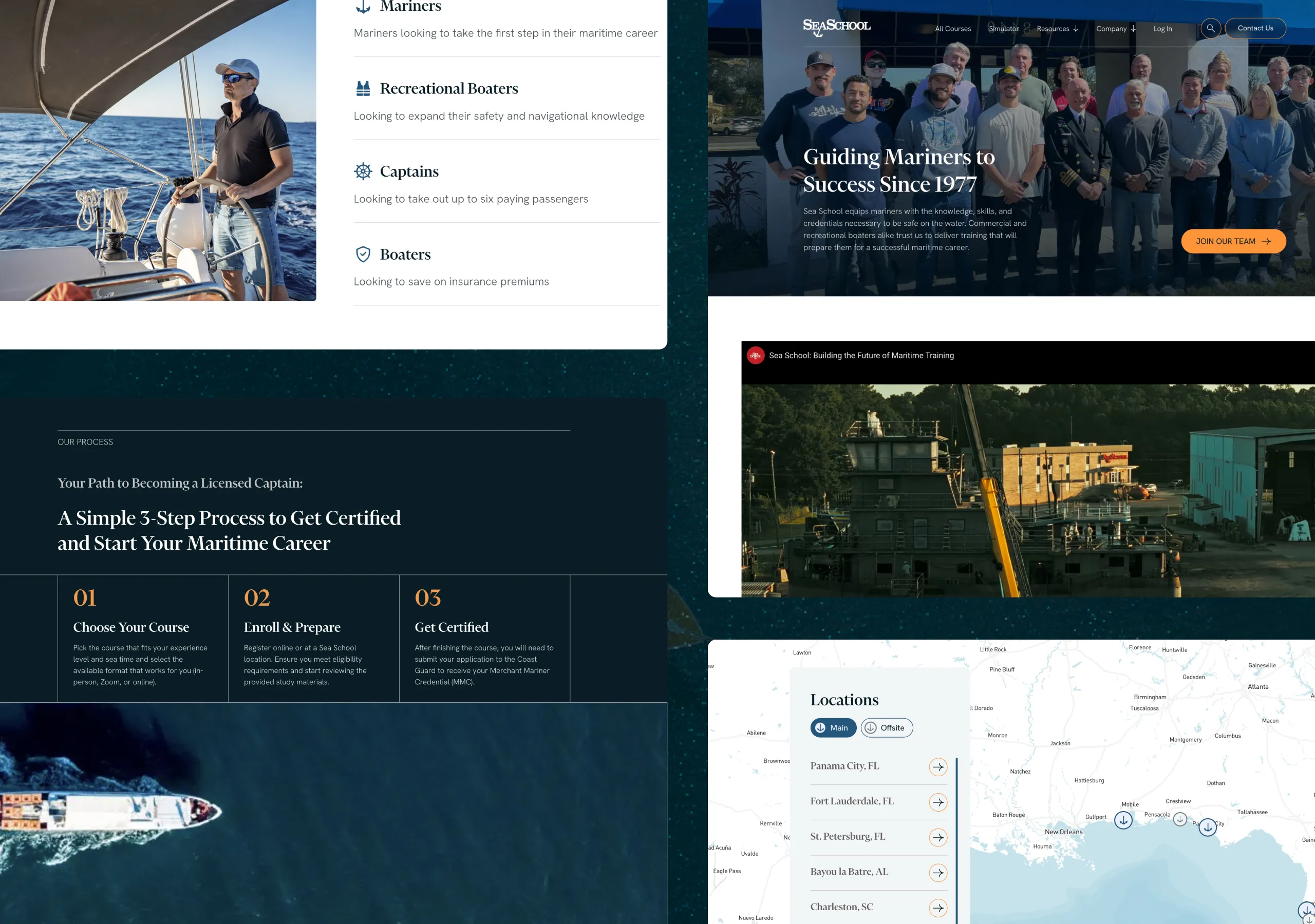 Sea School Web Design: Desktop