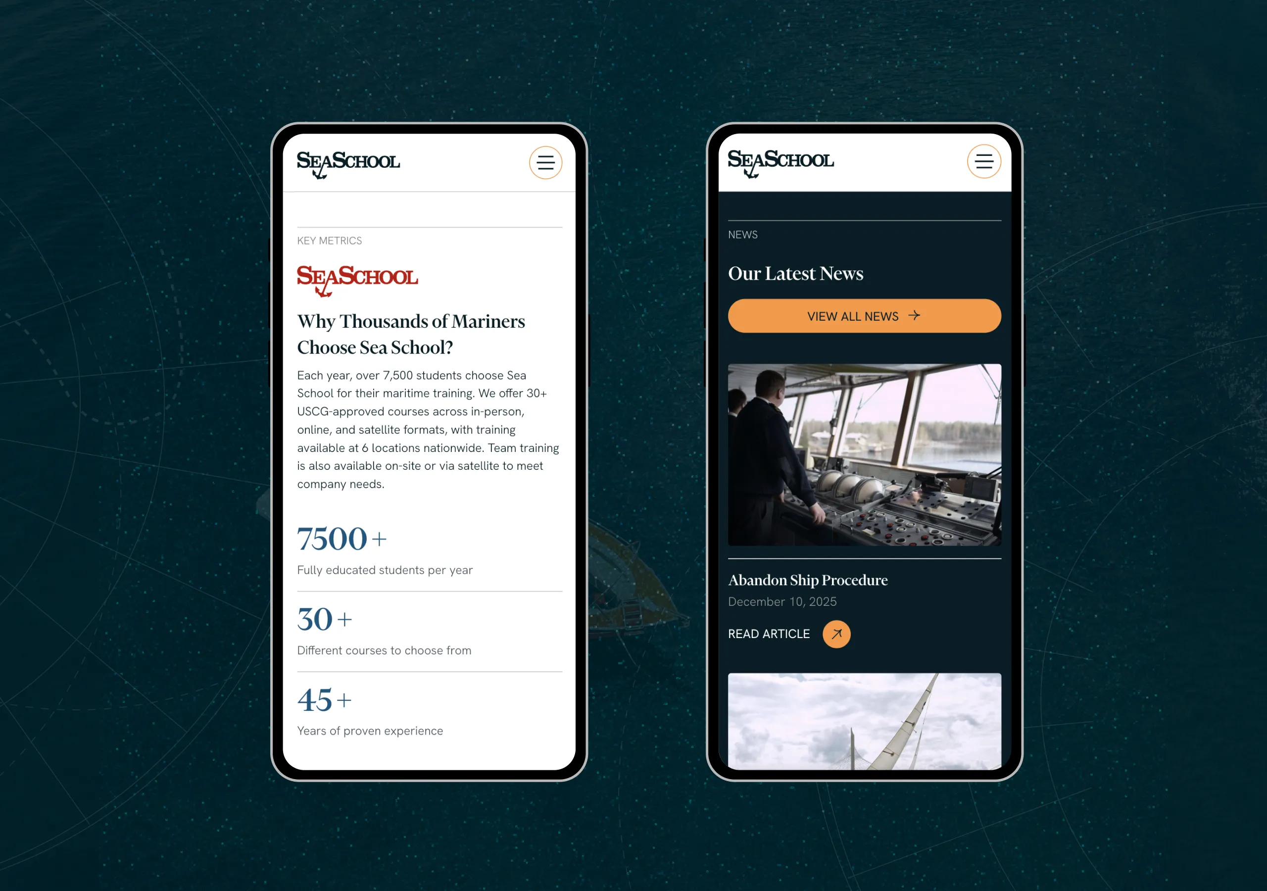 Sea School Web Design: Mobile