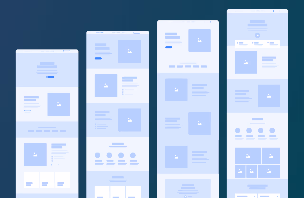 Wireframe design of Anna Grozdanova's website, showing the layout for different sections including content blocks, images, navigation, and buttons.