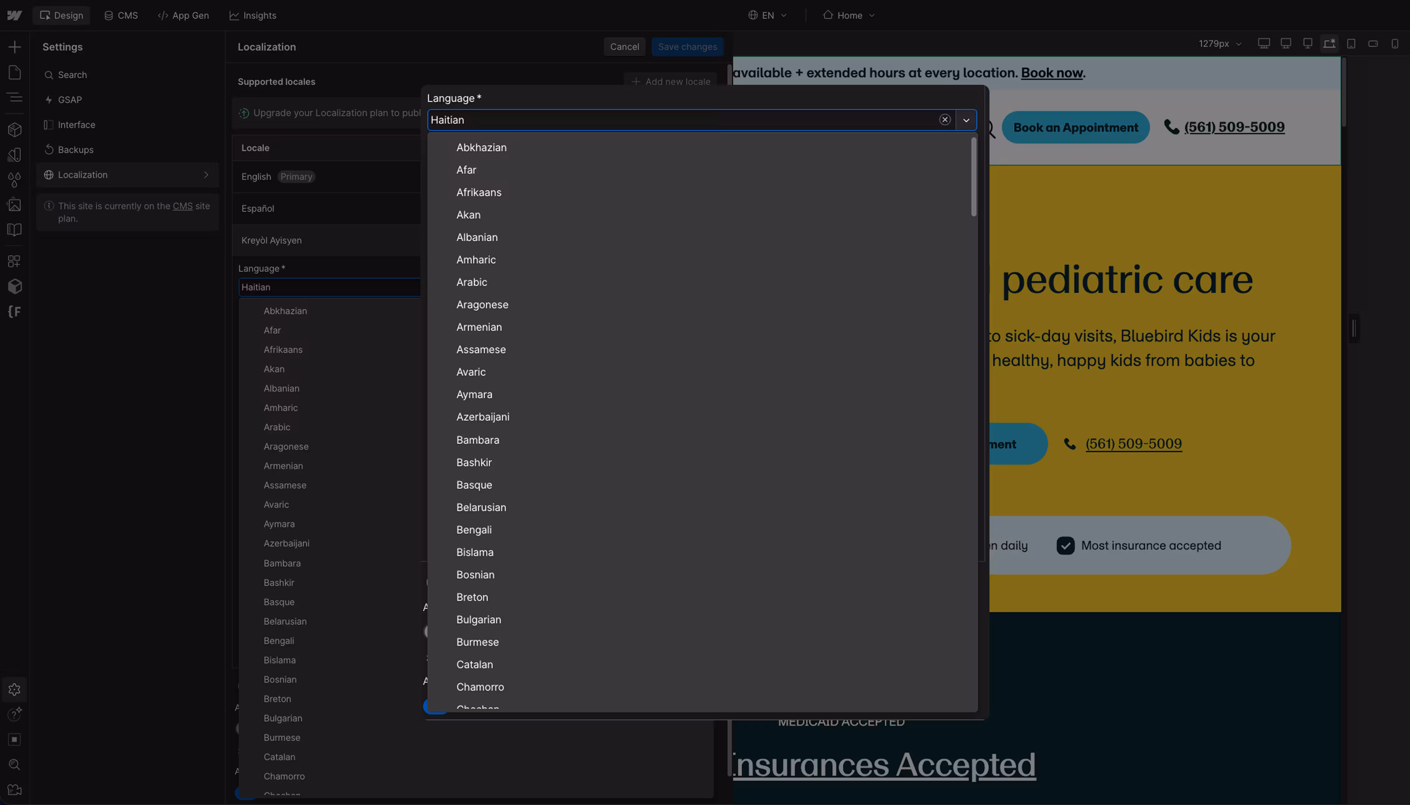 A list of languages and regions that Webflow supports