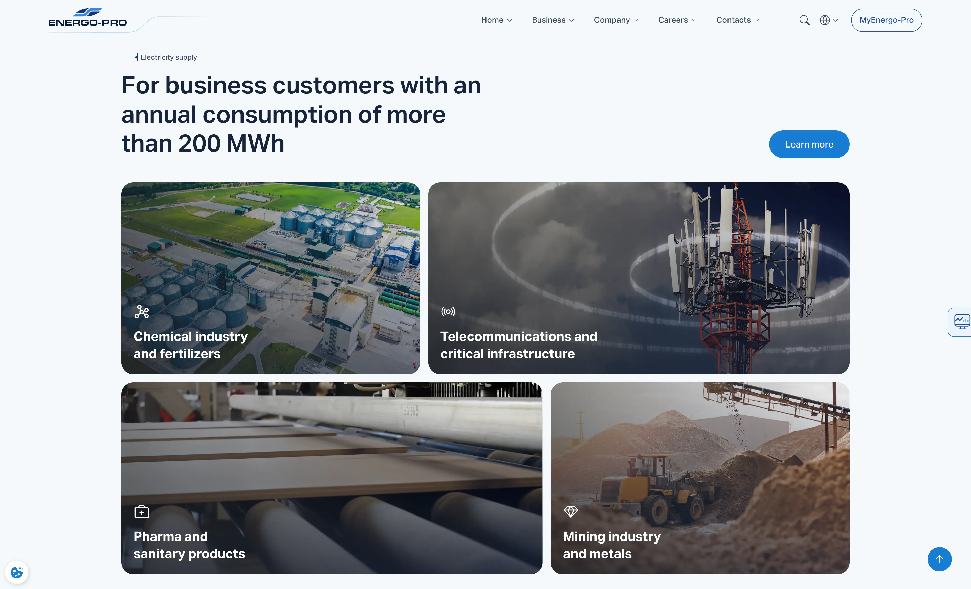 Energo-Pro Website after Creative Corner Studio Migration to Webflow