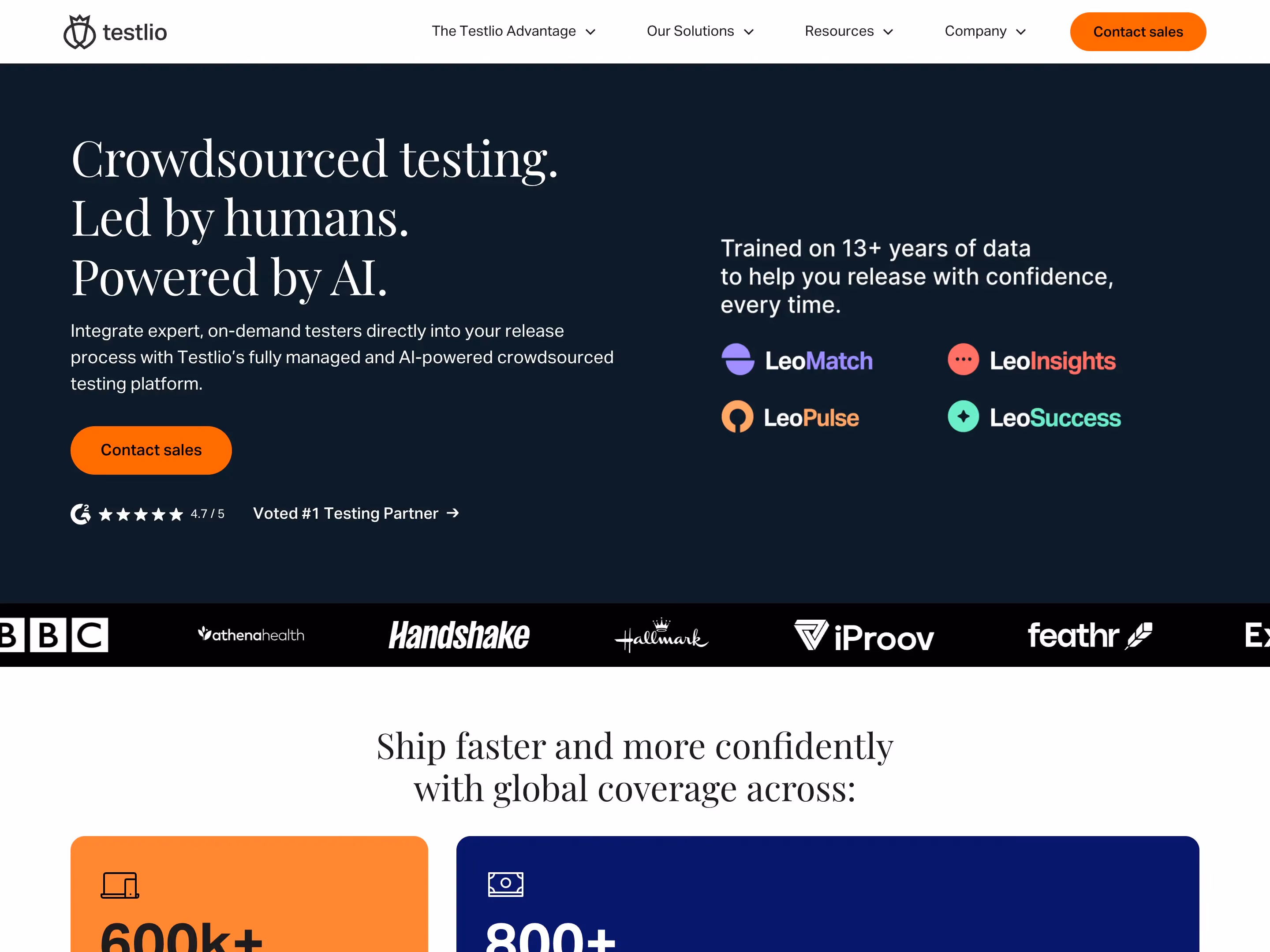 Screenshot of Testlio's Homepage