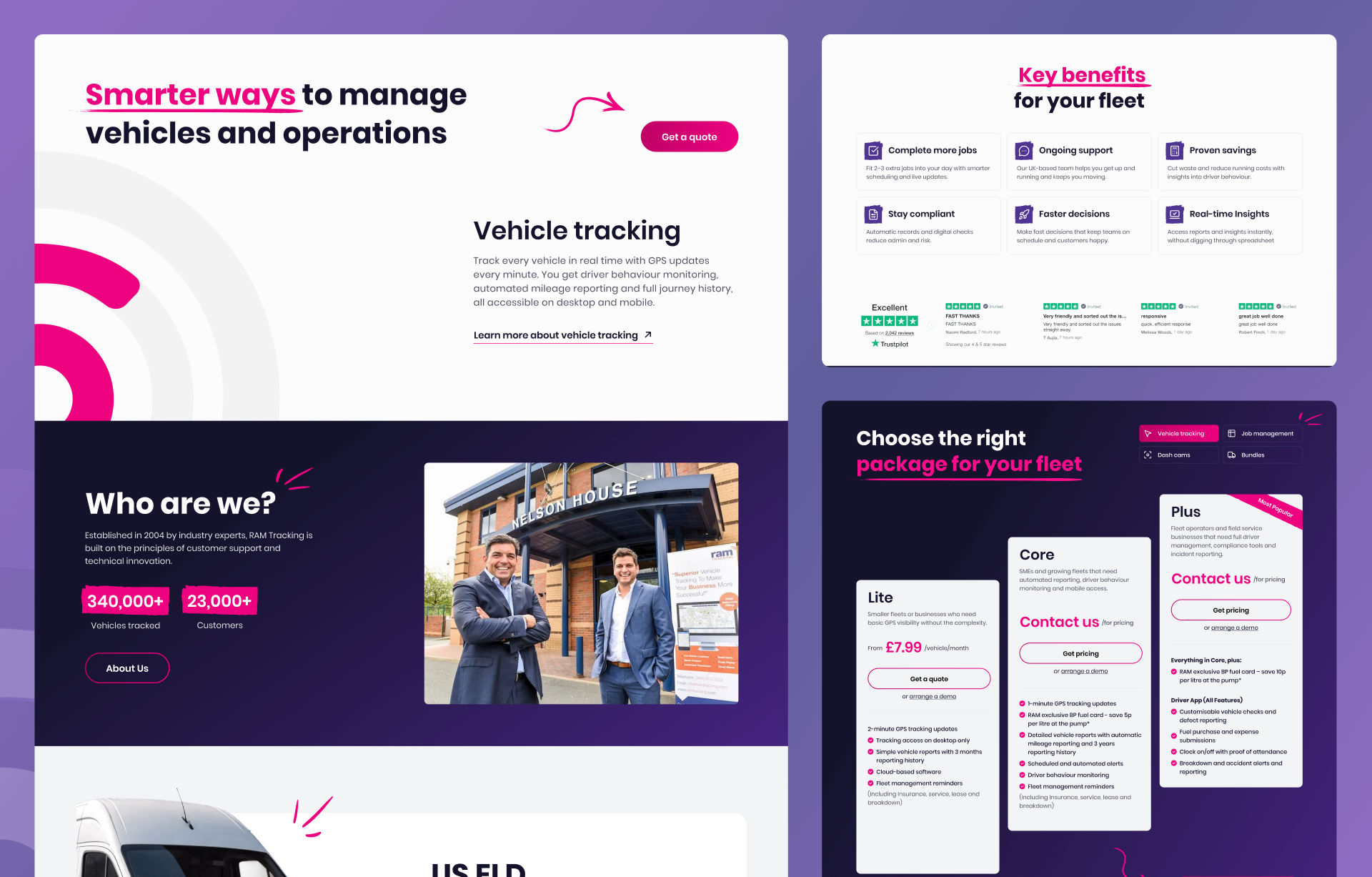 RAM Tracking website UI design