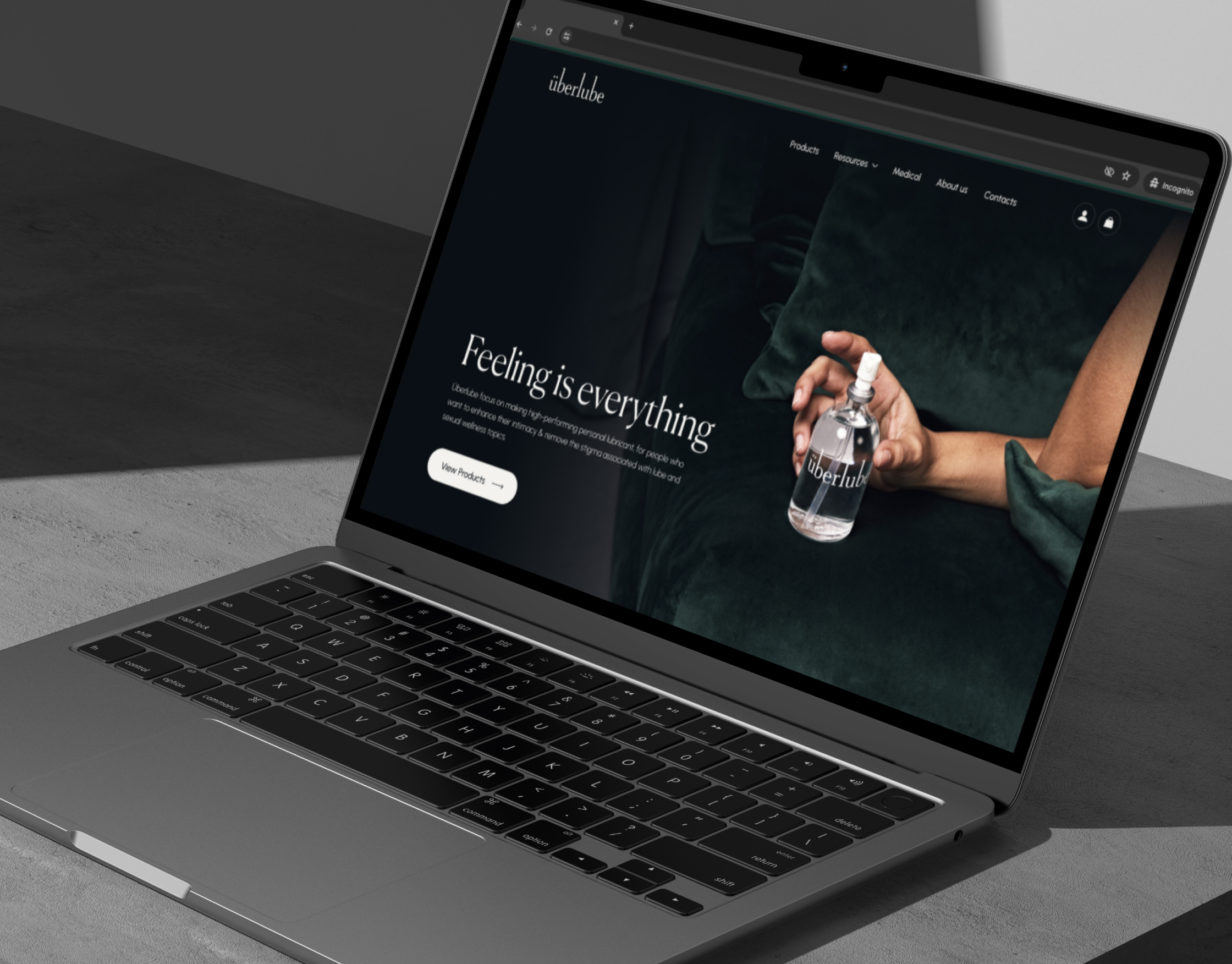 Uberlube's Website Hero section 