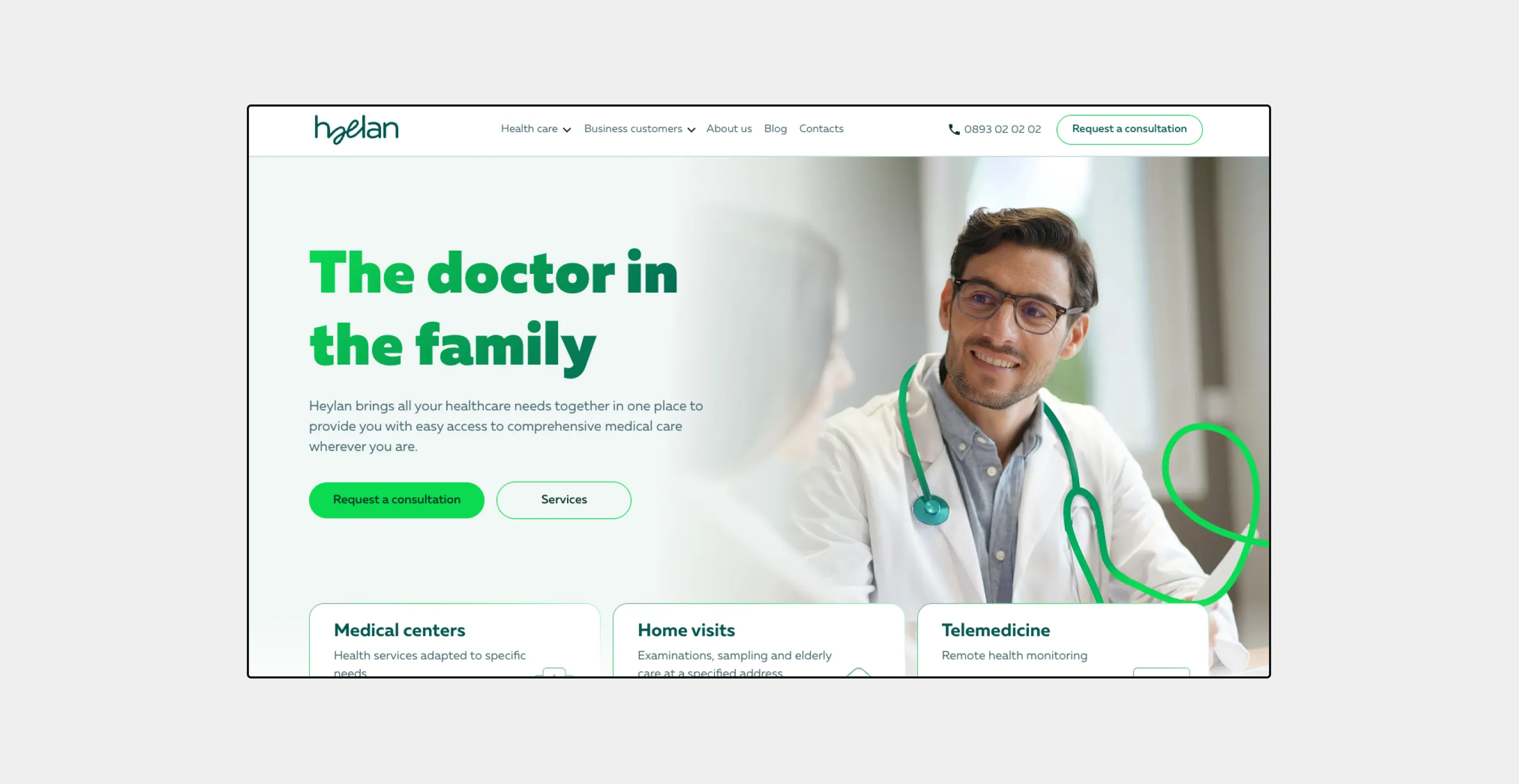 Screenshot of the hero section of Haelan website