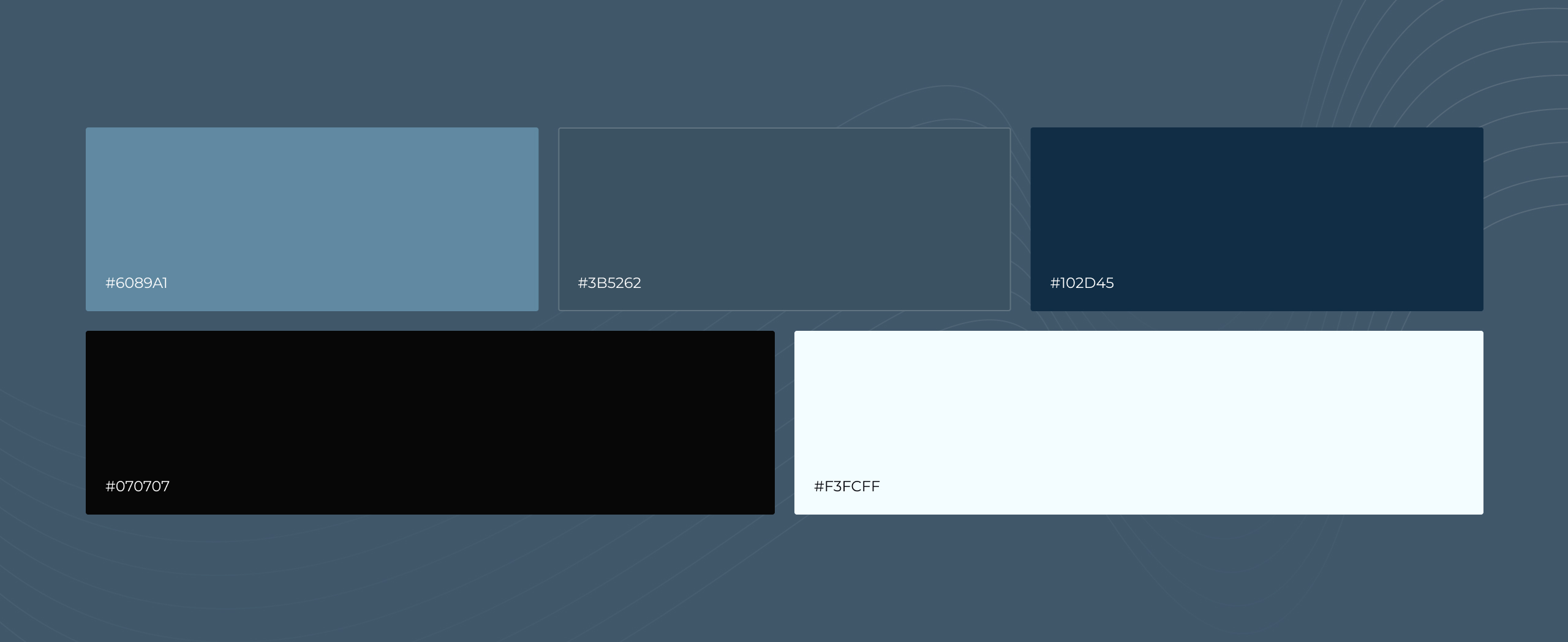 Kovent Klima brand colour palette of five swatches with hex values, from steel blue and navy to black and off-white