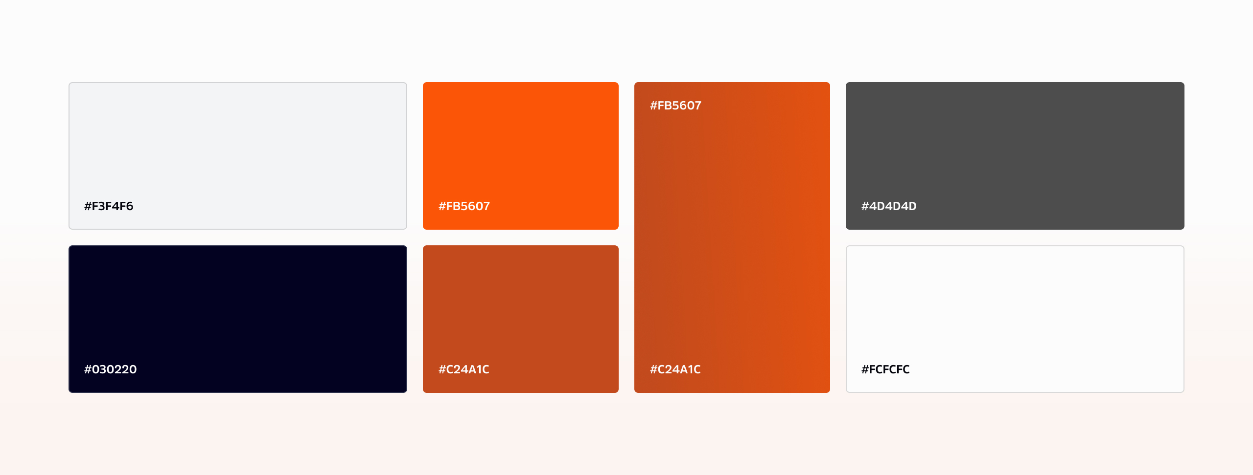 Tytle brand colour palette with six swatches and their hex values in orange, deep navy and neutral greys