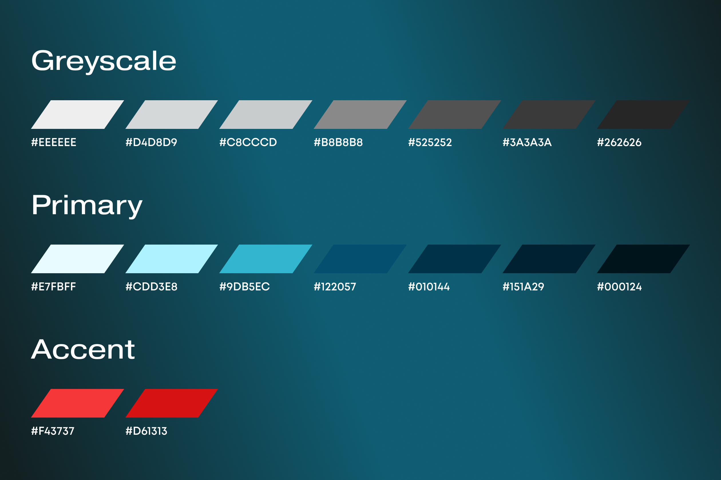 FujiPoly colour palette of greyscale, deep blue primary and red accent swatches labelled with hex values