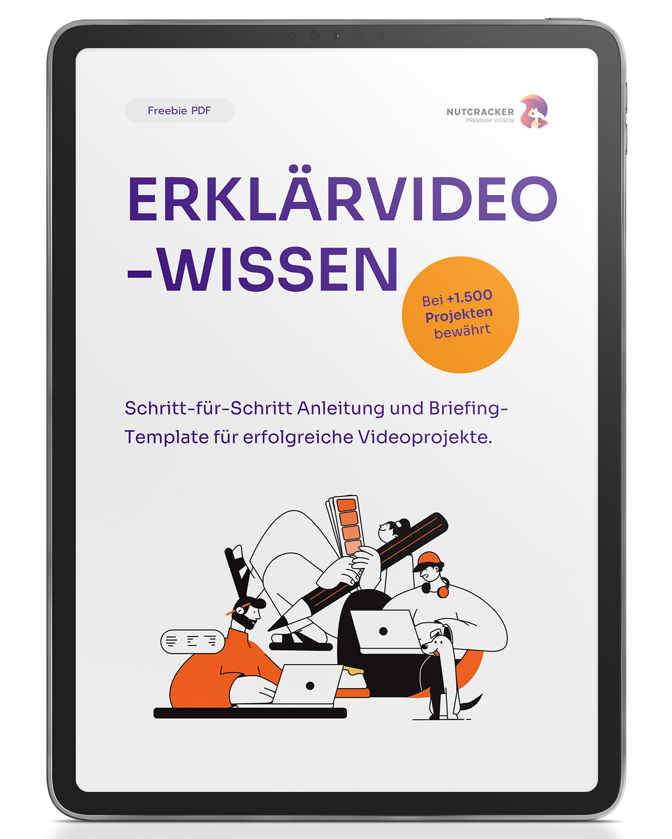 iPad mit dem Cover vom nutcracker Freebie: Creative-Briefing-Guide