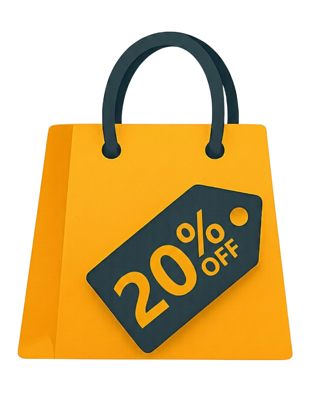 A yellow shopping bag with a 20 % sale tag.