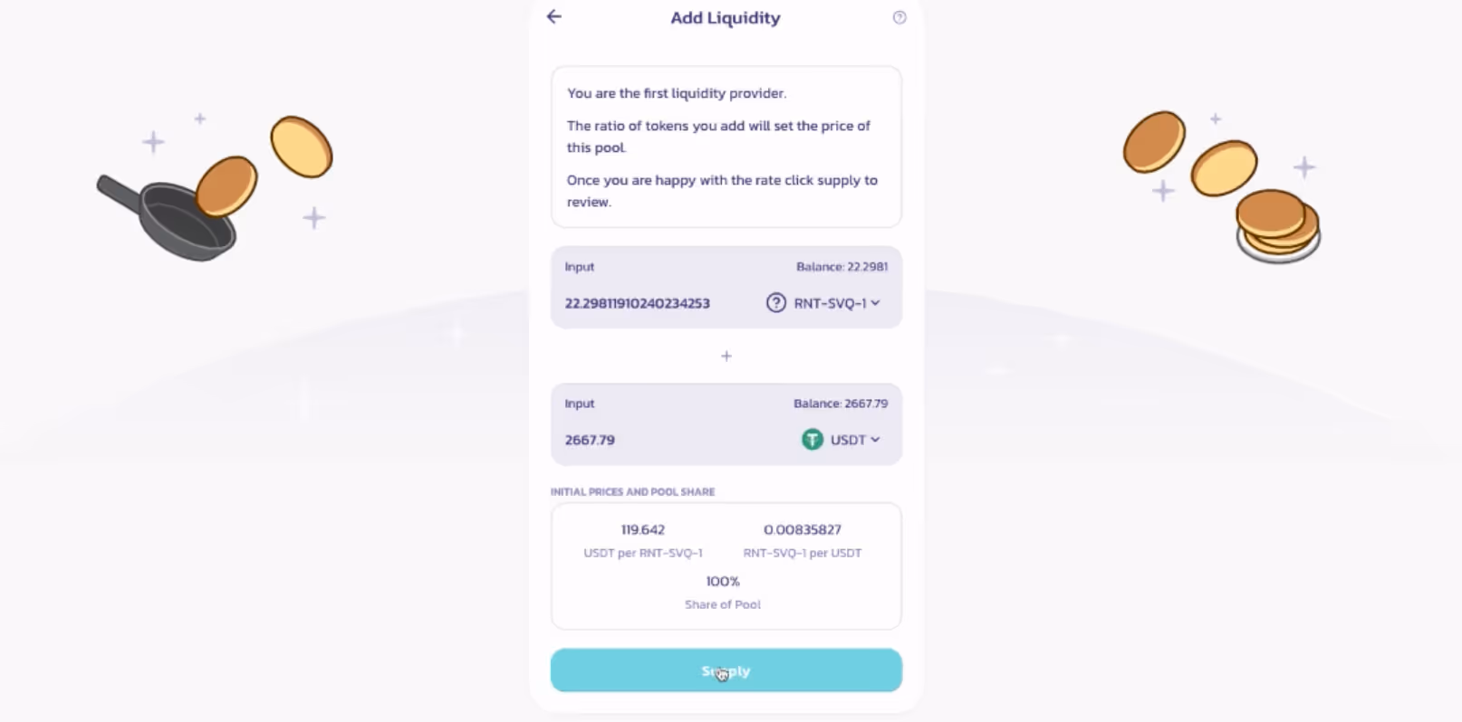 captura del momento de creación del pool de liquidez de reental